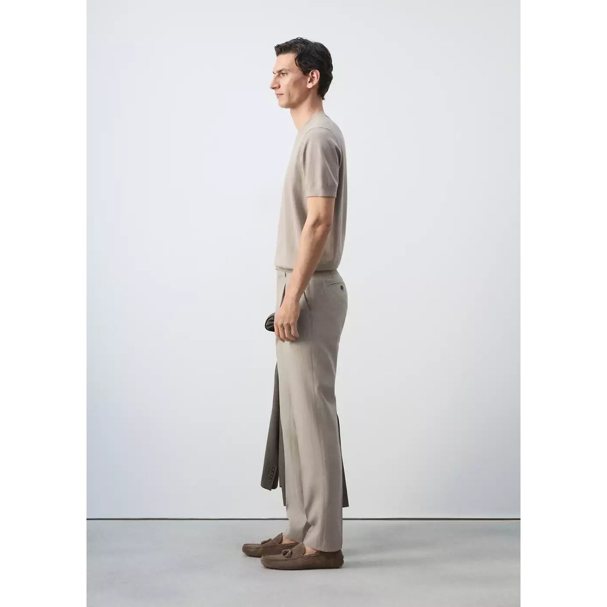 Pantalon slim-fit Lyocell lin marron moyen, MANGO MAN