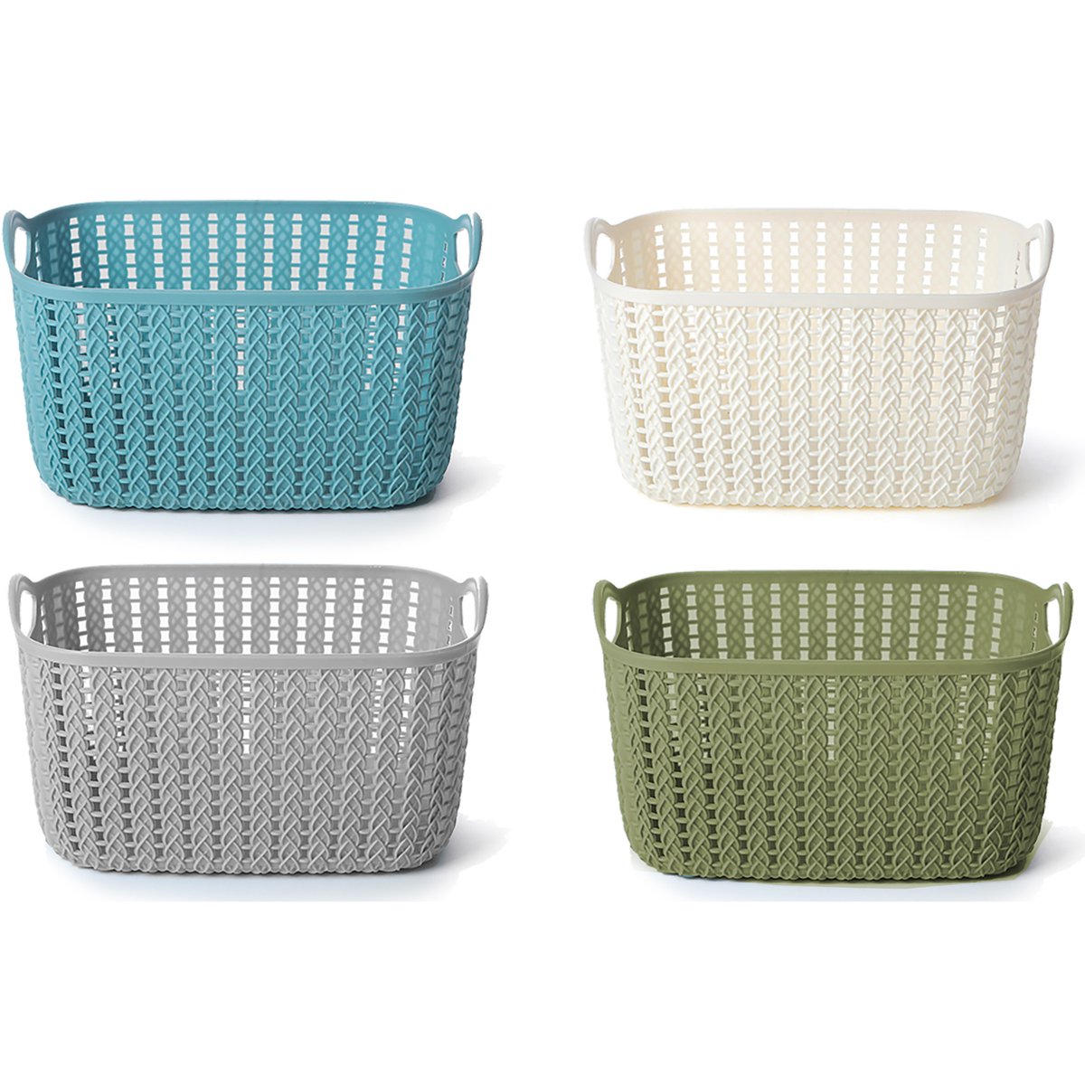 Set de 4 paniers de rangement rectangulaires plastique 30x22x16cm multicolore, WADIGA