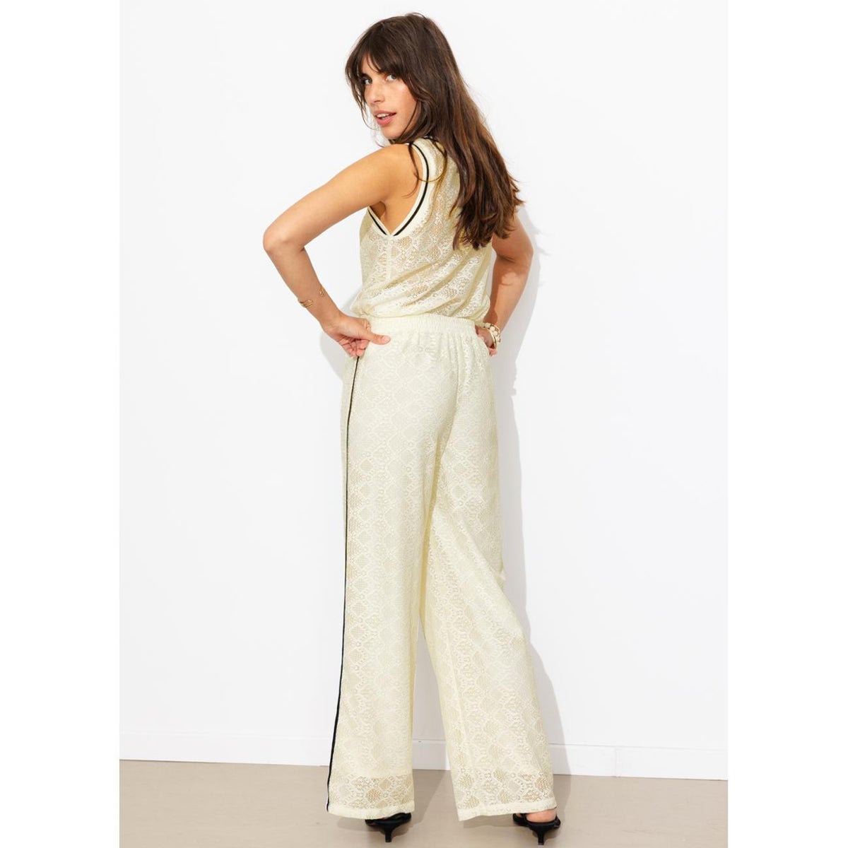 Pantalon en dentelle ecru, PROMOD