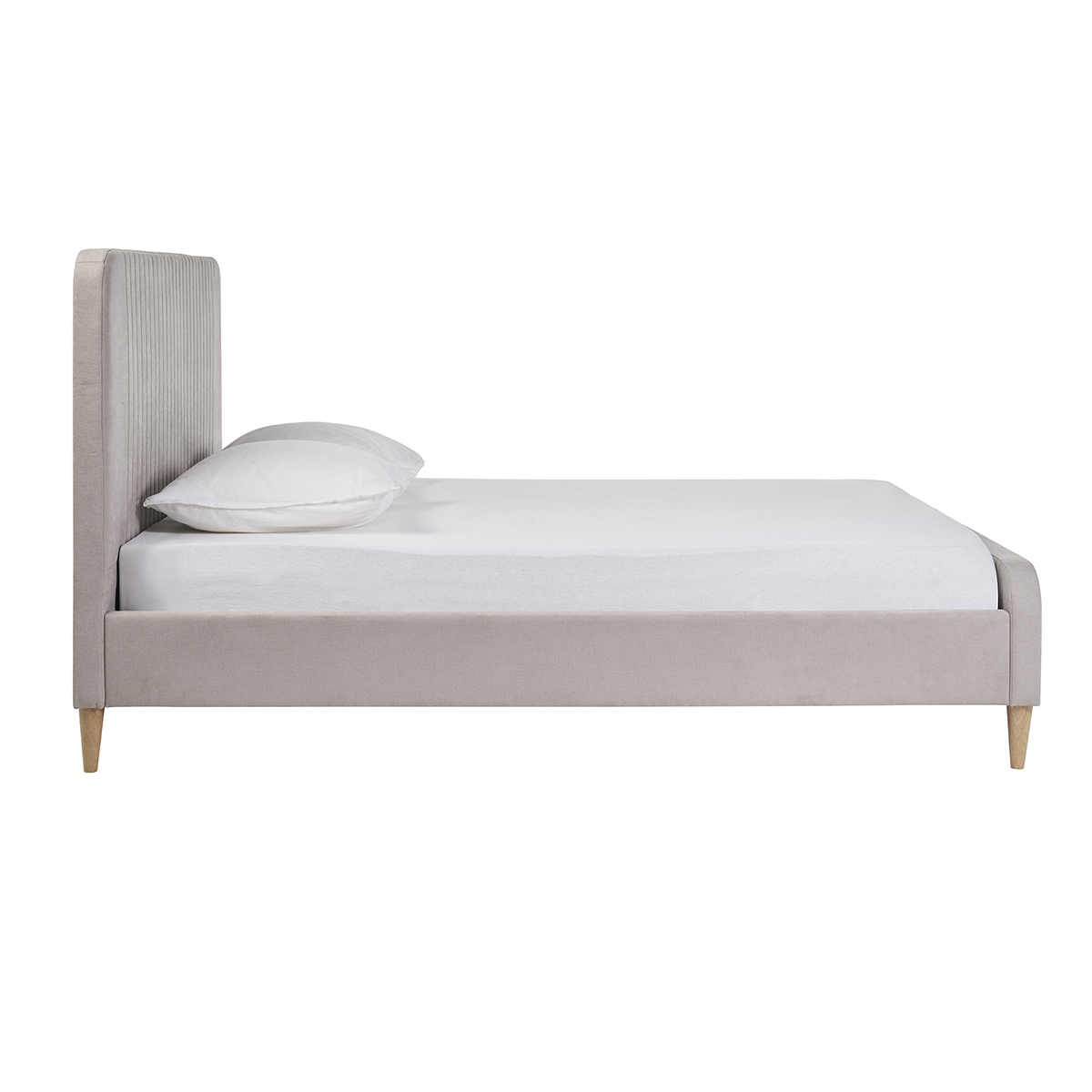 Lit 2 places 160x200 en tissu texturé taupe LINDSAY taupe, MILIBOO