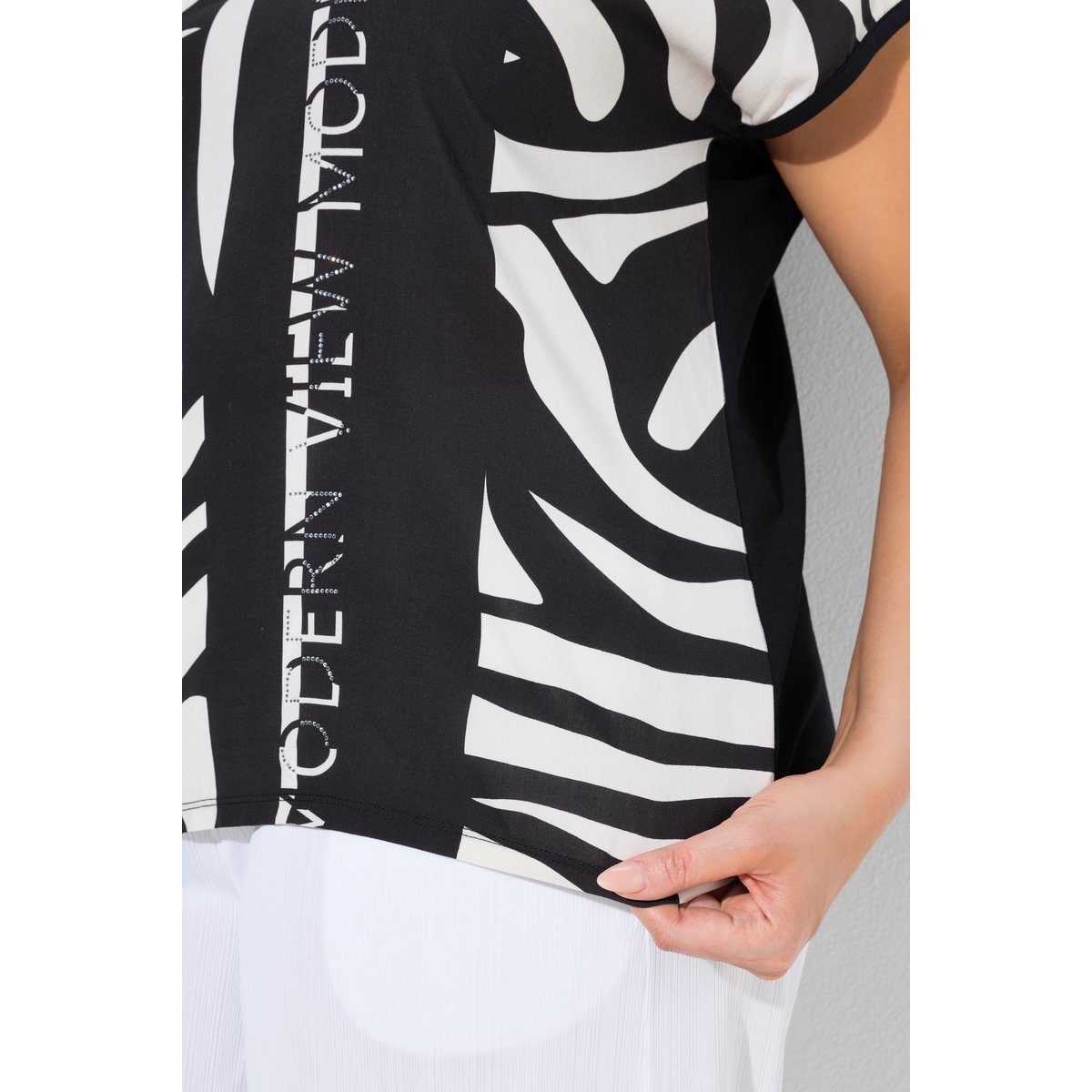 T-shirt à rayures oversize noir, ULLA POPKEN