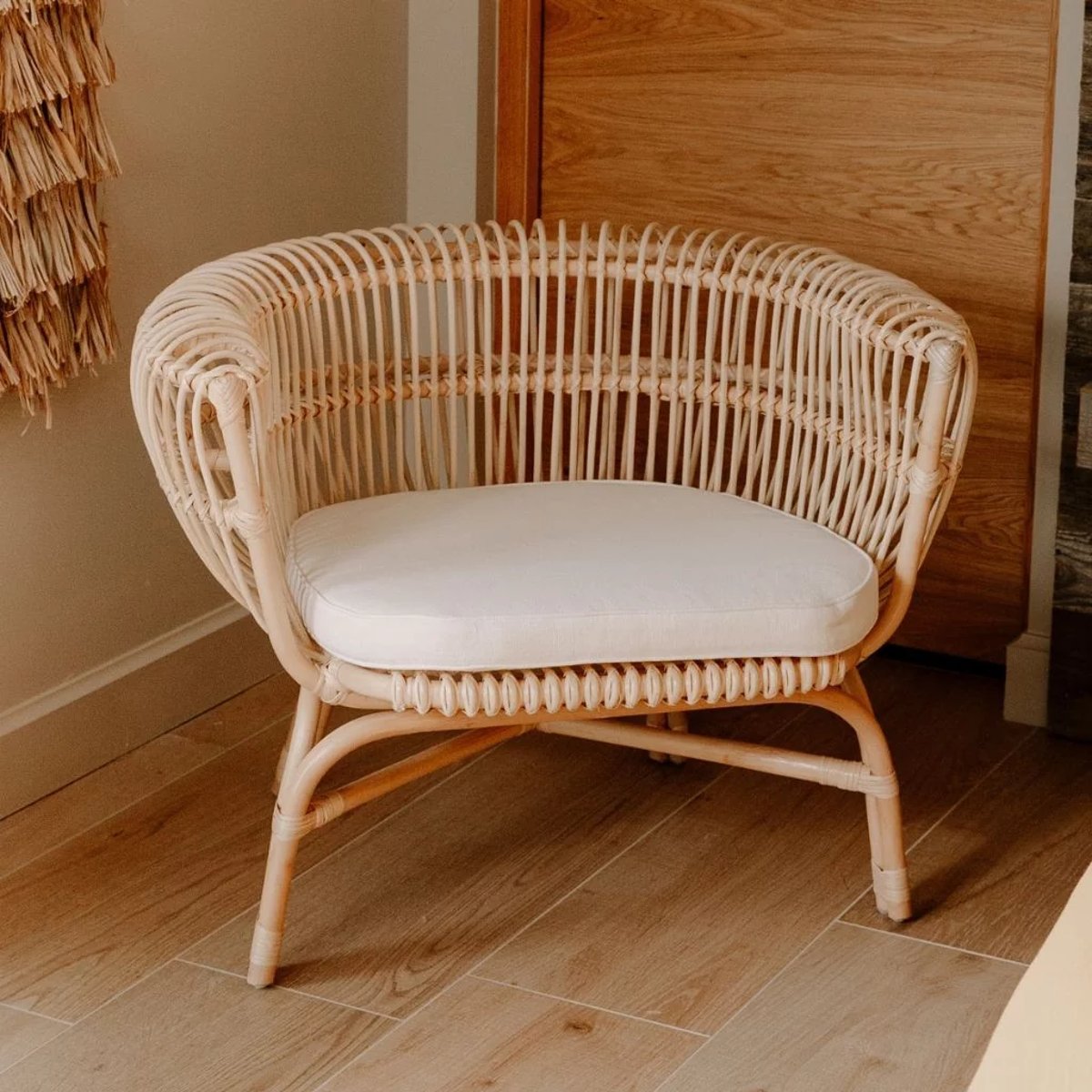 Fauteuil en rotin avec coussin HAVANA naturel, HYDILE