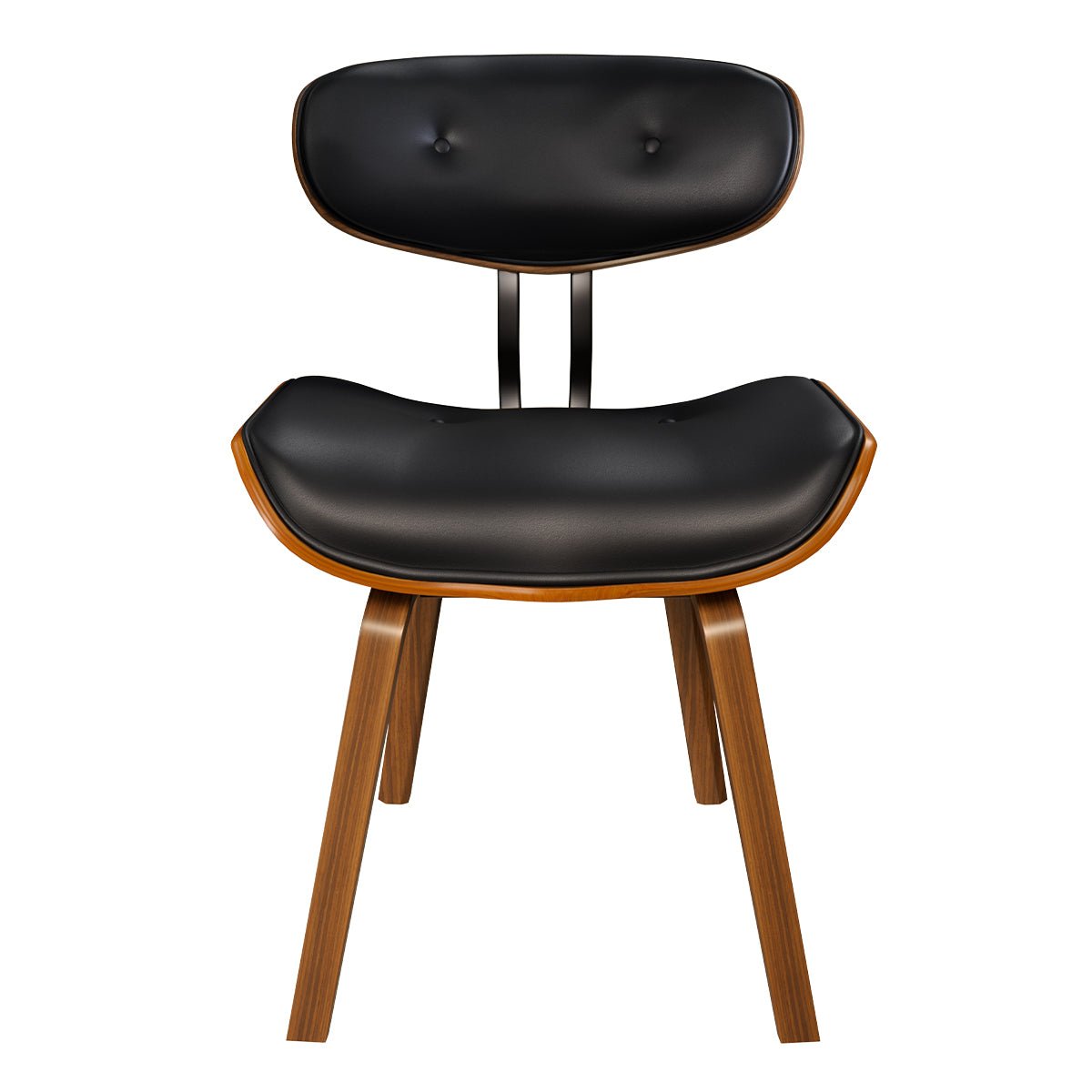 Chaise en PU et pieds en bois plié - PÉTRUS noir et bois foncé, MAISON PAVANE