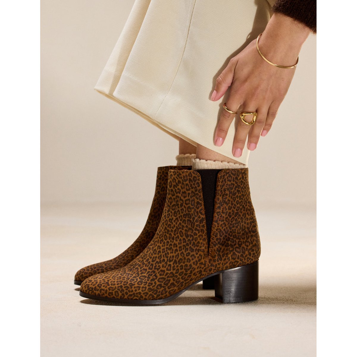 Bottines à talons Jeanne M suède léo, ODAJE
