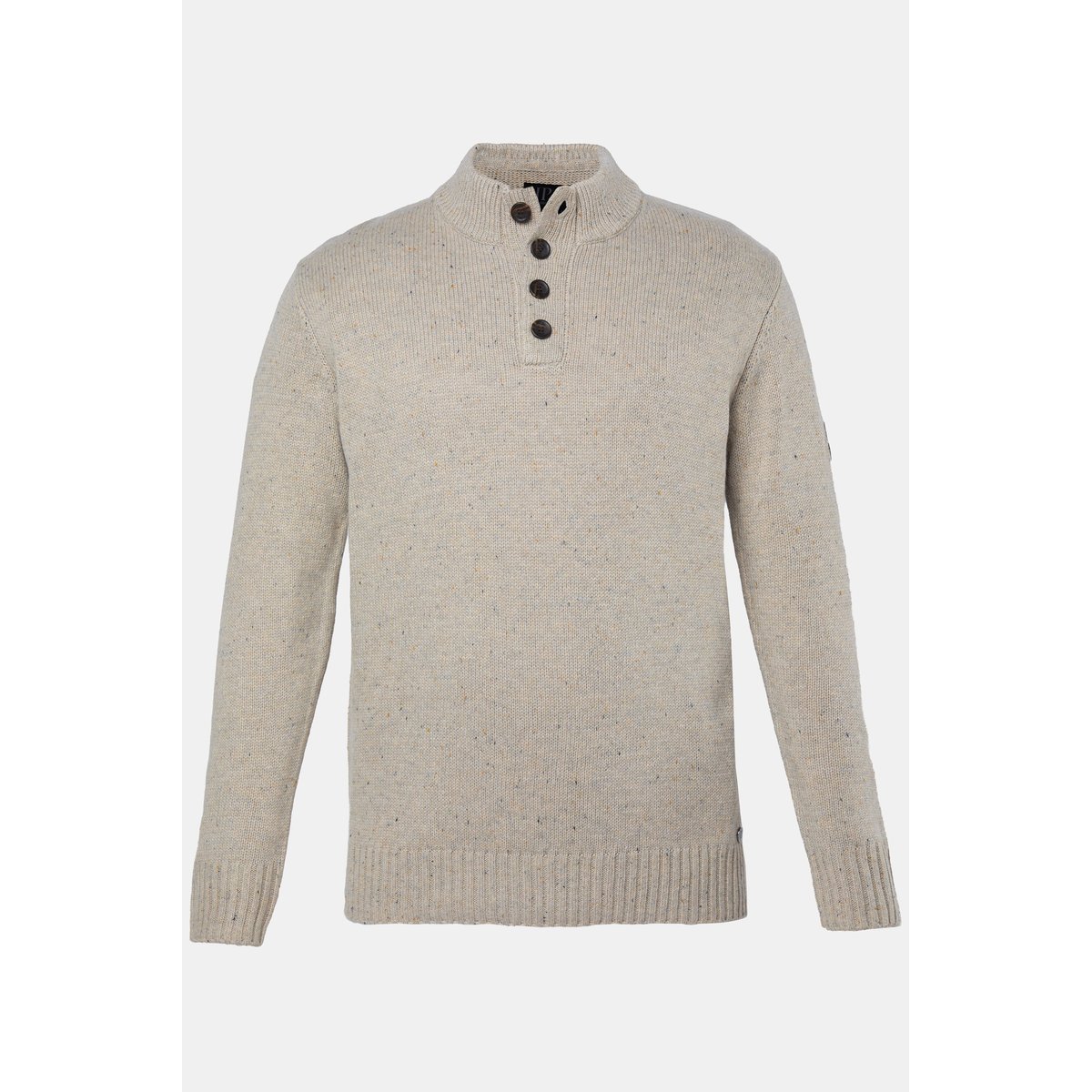 Pull à col roulé, col boutonné marron noisette, JP1880