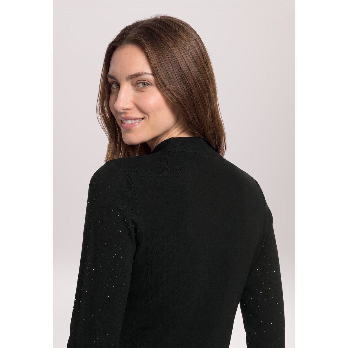 Pull-over en maille à col droit noir, BETTY BARCLAY