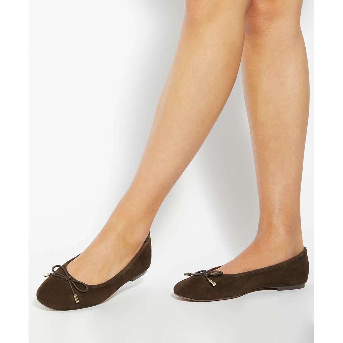 Ballerines à bout rapporté - HIGHEST brown-suede, DUNE LONDON