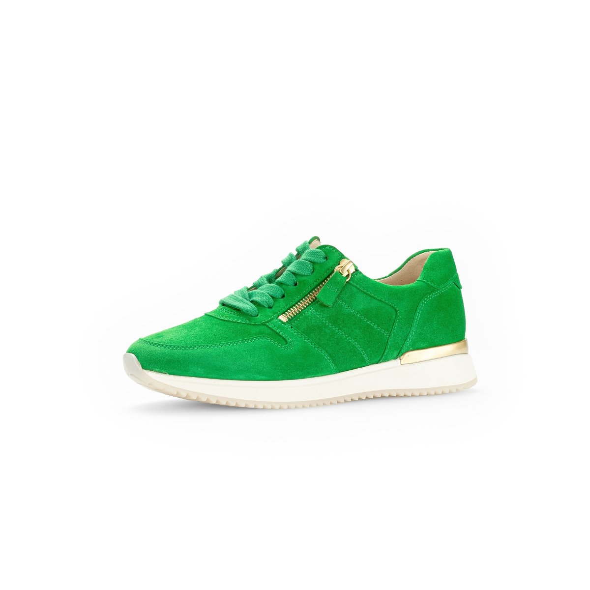 Baskets en cuir velours à talon compensé vert velours, GABOR