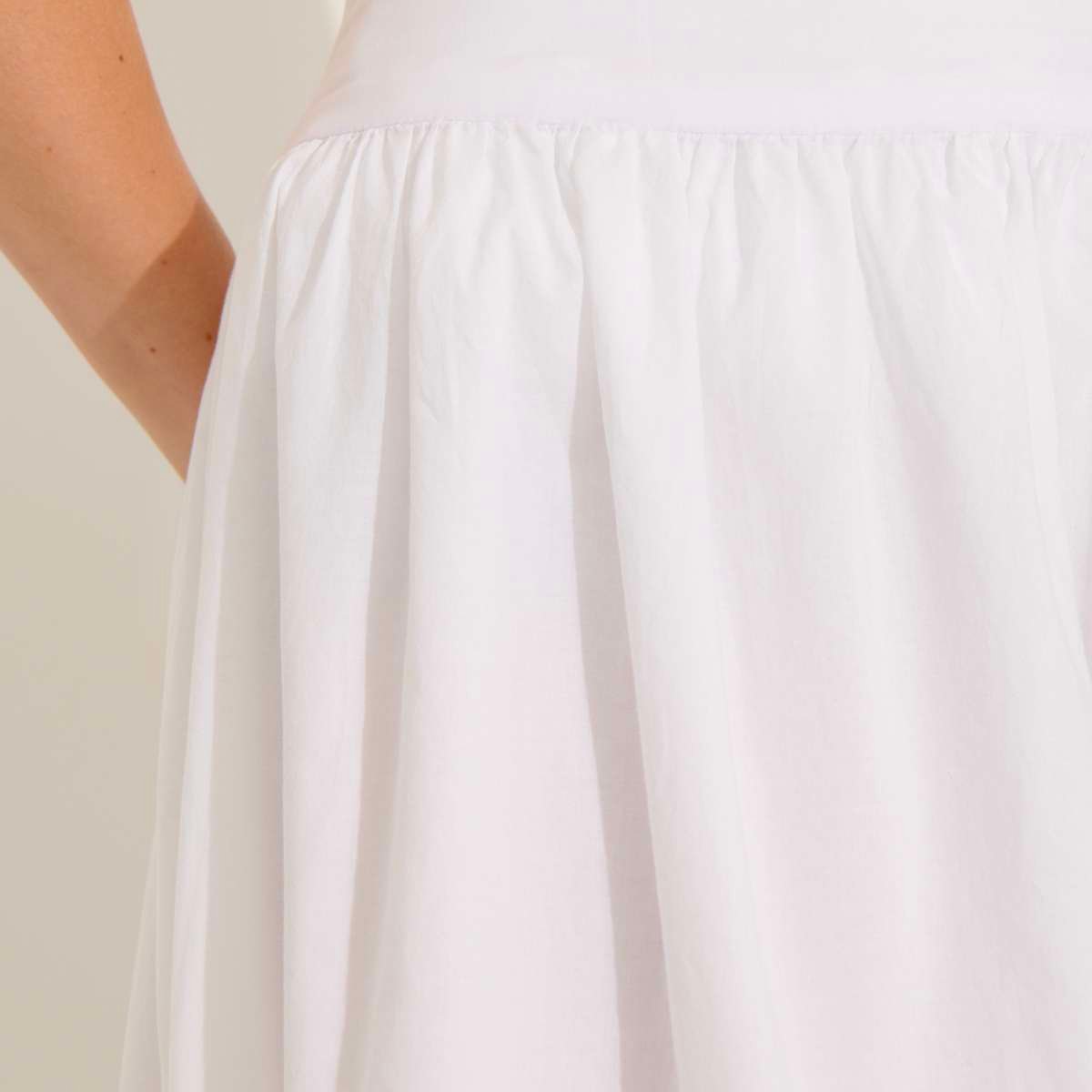 Jupe midi en voile de coton coupe ample PANDORA blanc, BENSIMON