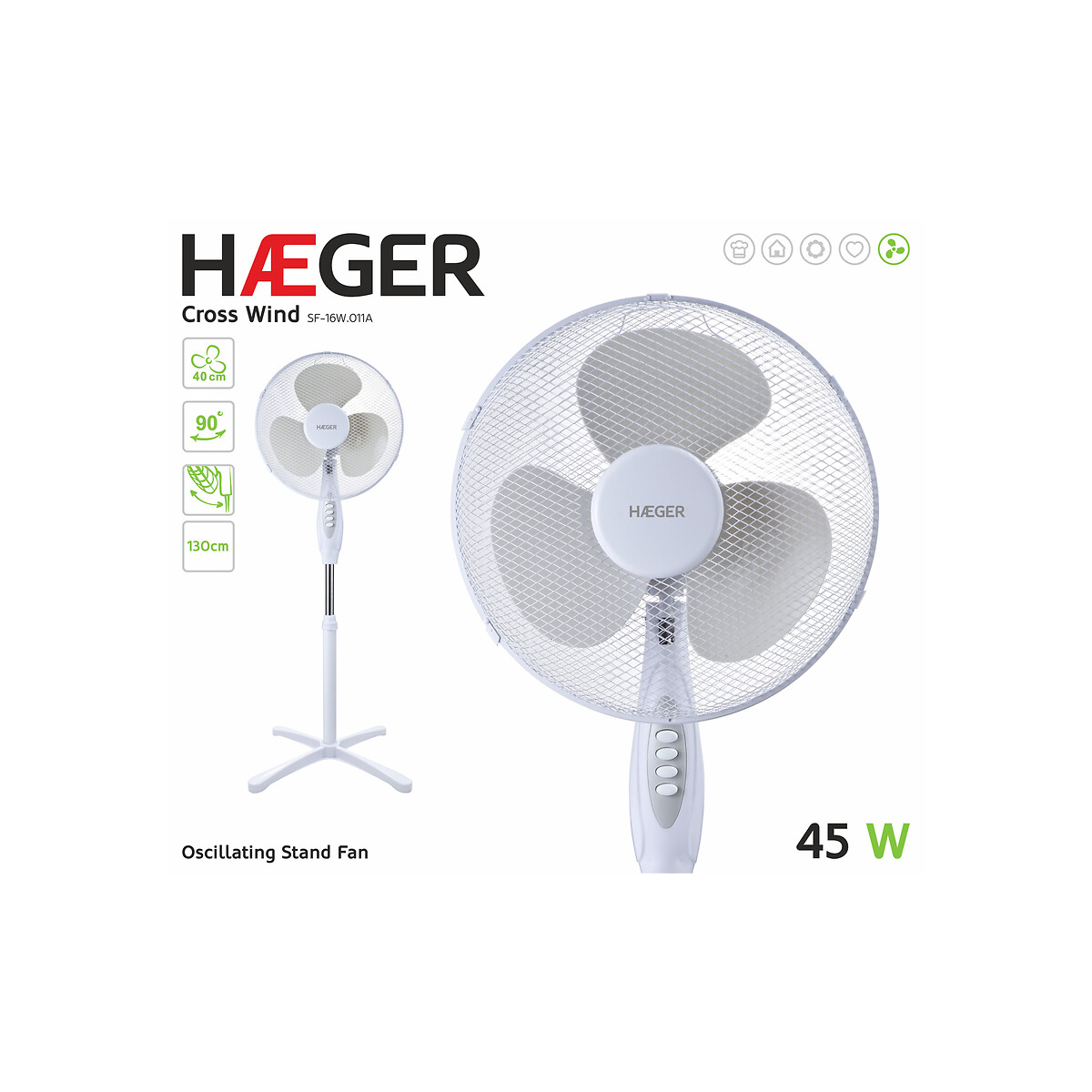 Ventoinha de pé Cross Wind, HAEGER branco, HAEGER