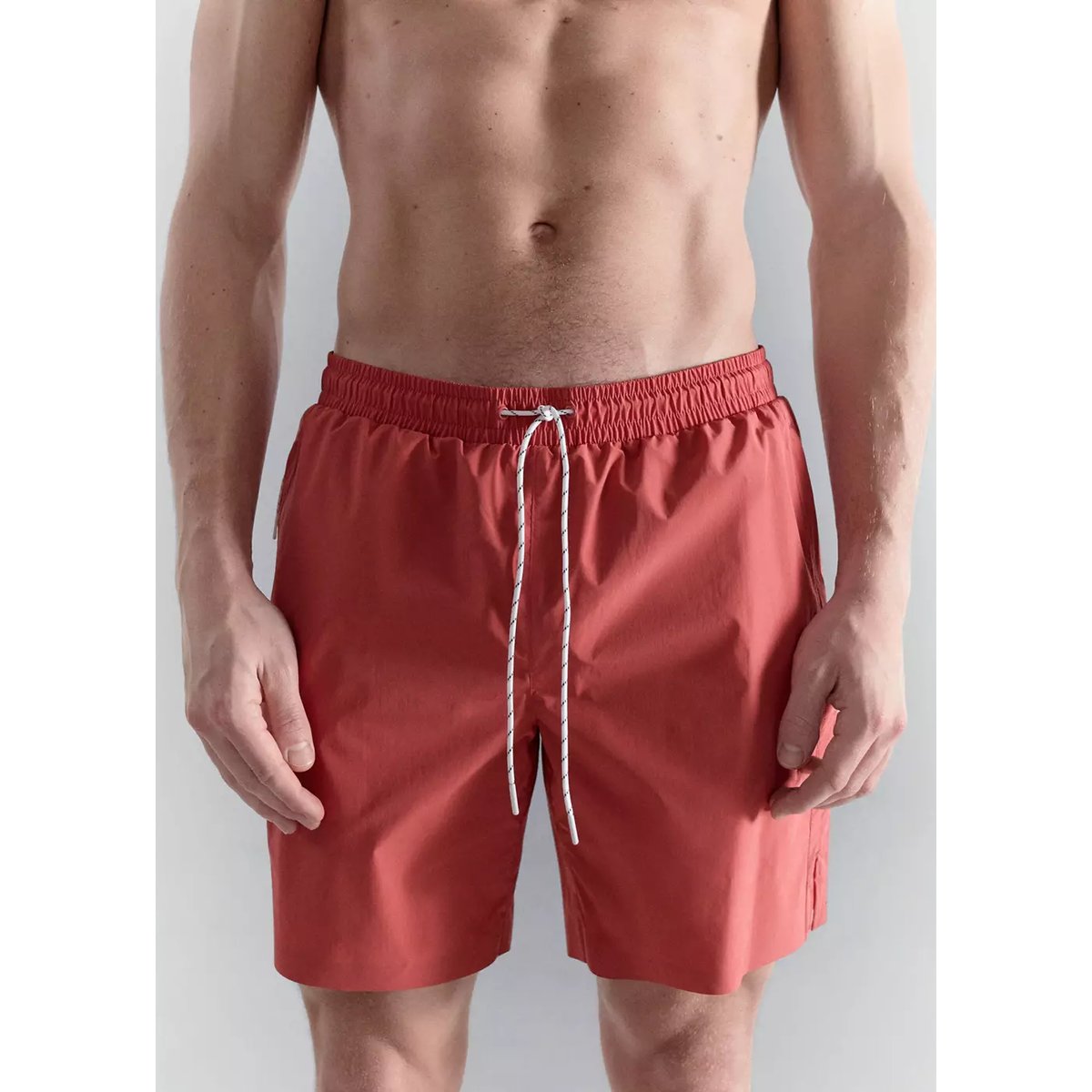 Maillot de bain à poches zippées rouge, MANGO MAN