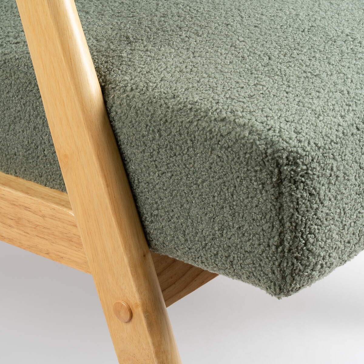 Mid Century Bouclé Armchair light green, SO'HOME