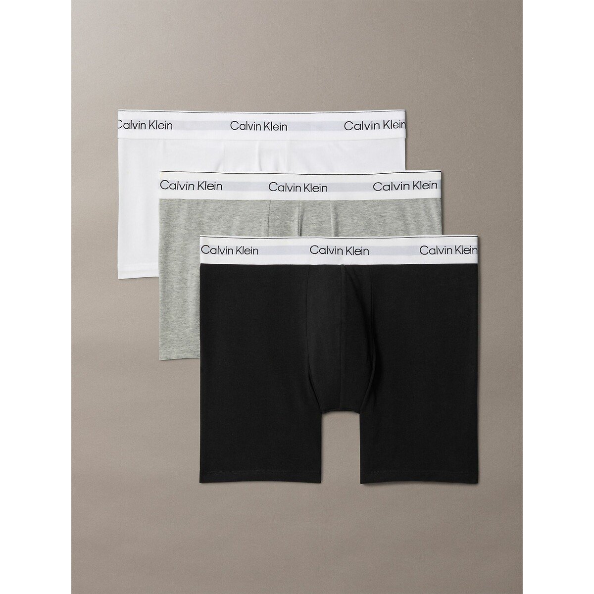 Set van 3 boxershorts Icon Cotton Stretch grijs +  wit + zwart, CALVIN KLEIN UNDERWEAR