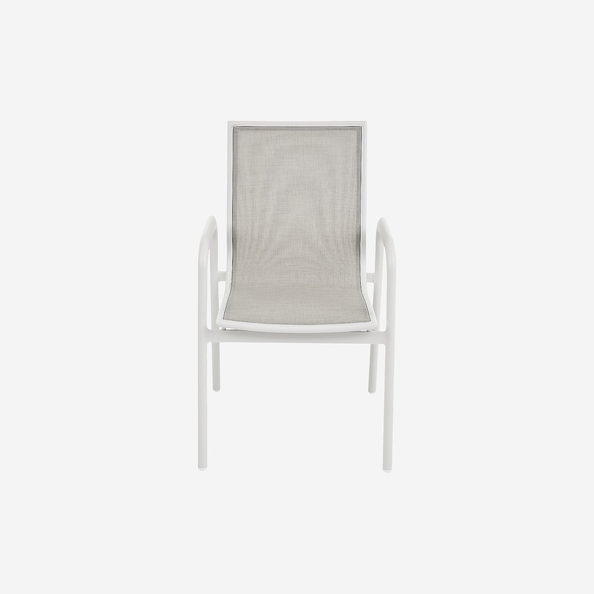 Chaise de jardin en tissu déperlant et aluminium blanc NAZARE gris clair, HABITAT