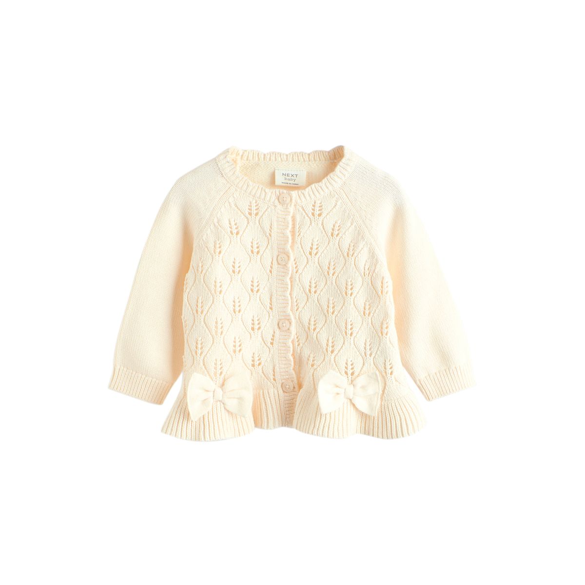 Cardigan à volants et nœud bébé, 2 pièces blanc, NEXT