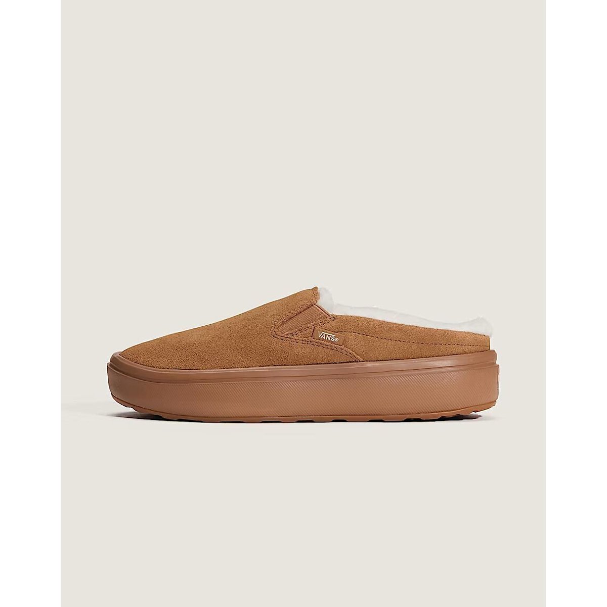 Sabots MULES PLATFORM fourrées beige, VANS