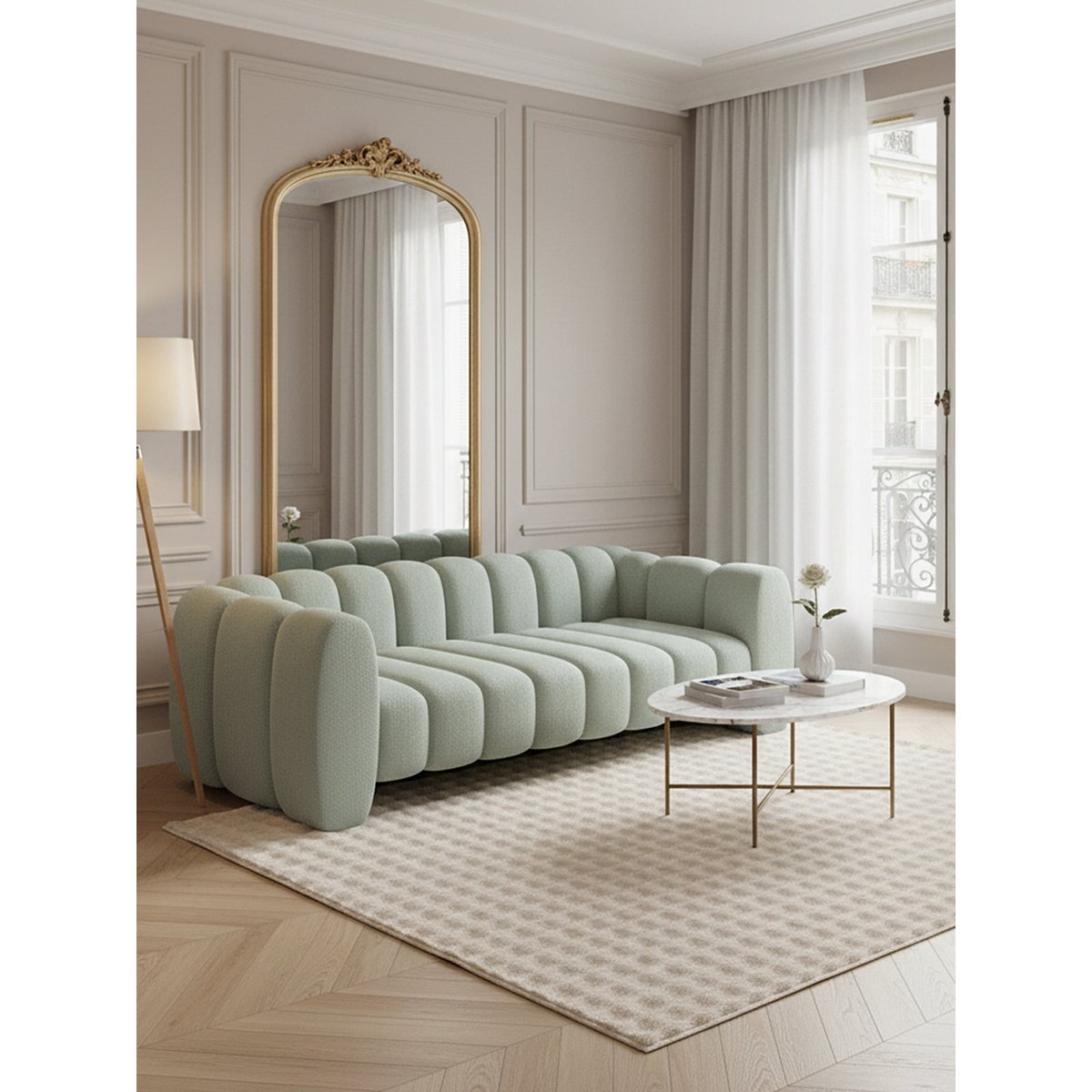 Tapis effet 3D ultra doux KUMO beige sable, AFK LIVING