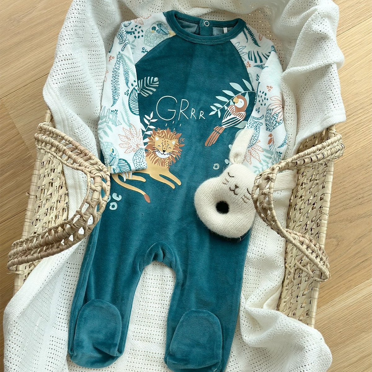 Pyjama bébé en velours Roméo bleu, PETIT BEGUIN