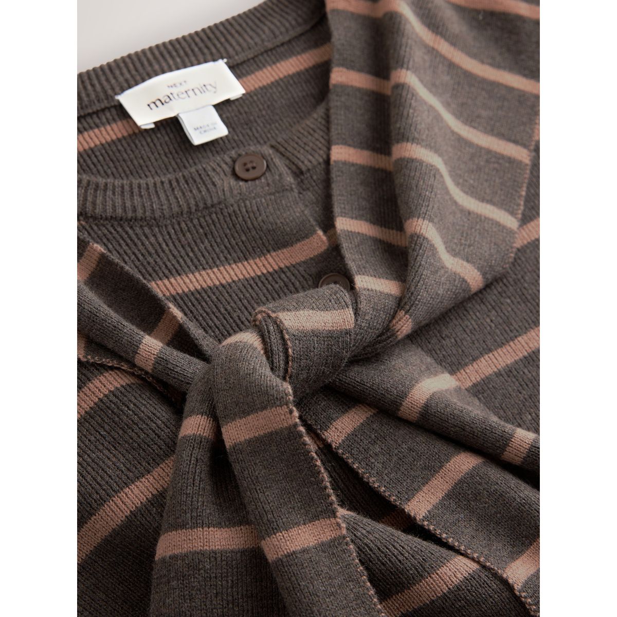 Cardigan rayé en laine mélangée maternité marron, NEXT