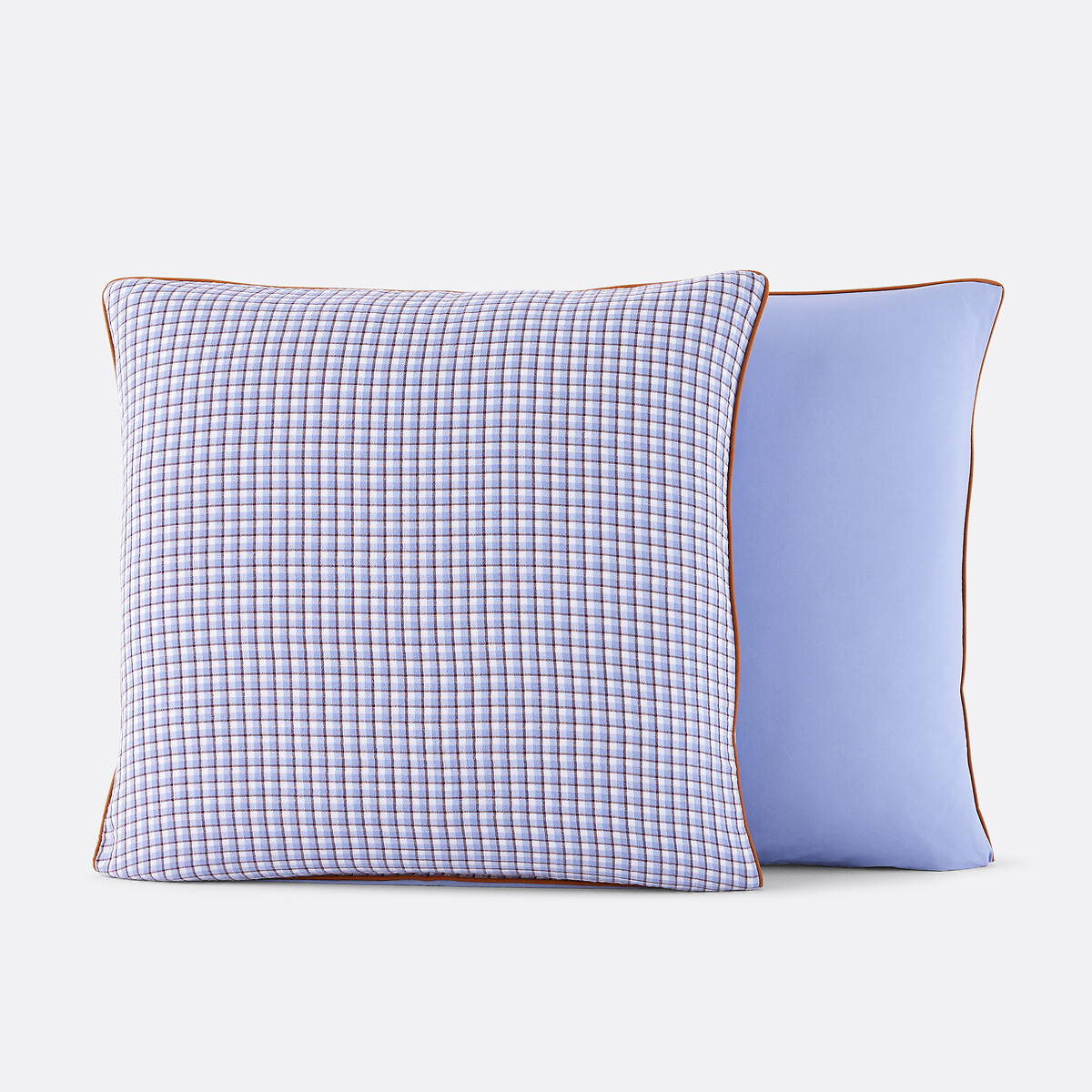 Taie d'oreiller gaze de coton/coton lavé, Ninon vichy bleu, LA REDOUTE INTERIEURS