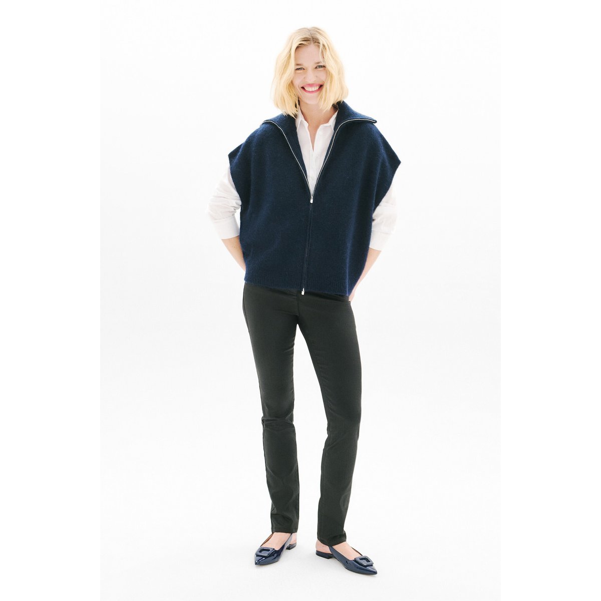Gilet ample en alpaga MITCH bleu marine, CAROLL