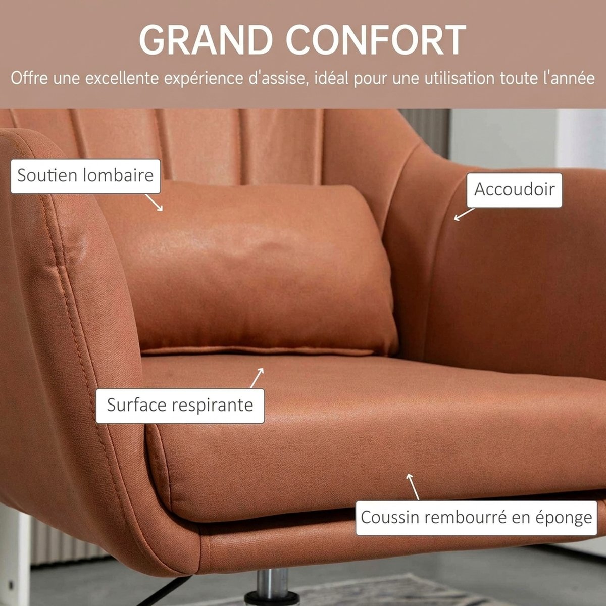 Accent Chair Tissu microfibre (100% marron, HOMCOM