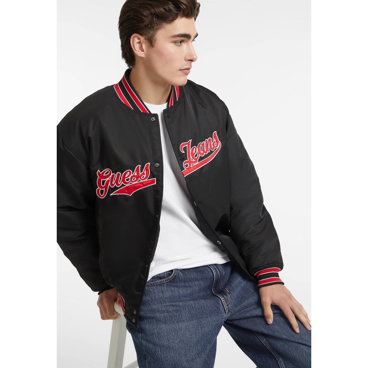 Veste Université Empiècement Lettrage noir, GUESS