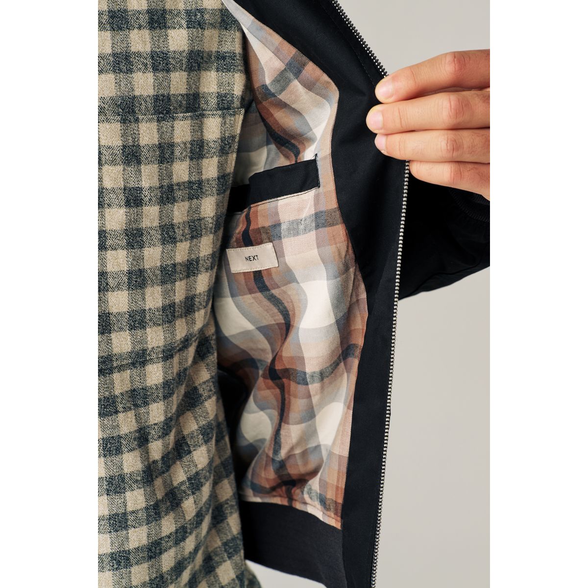 Blouson harrington déperlant doublure noir, NEXT