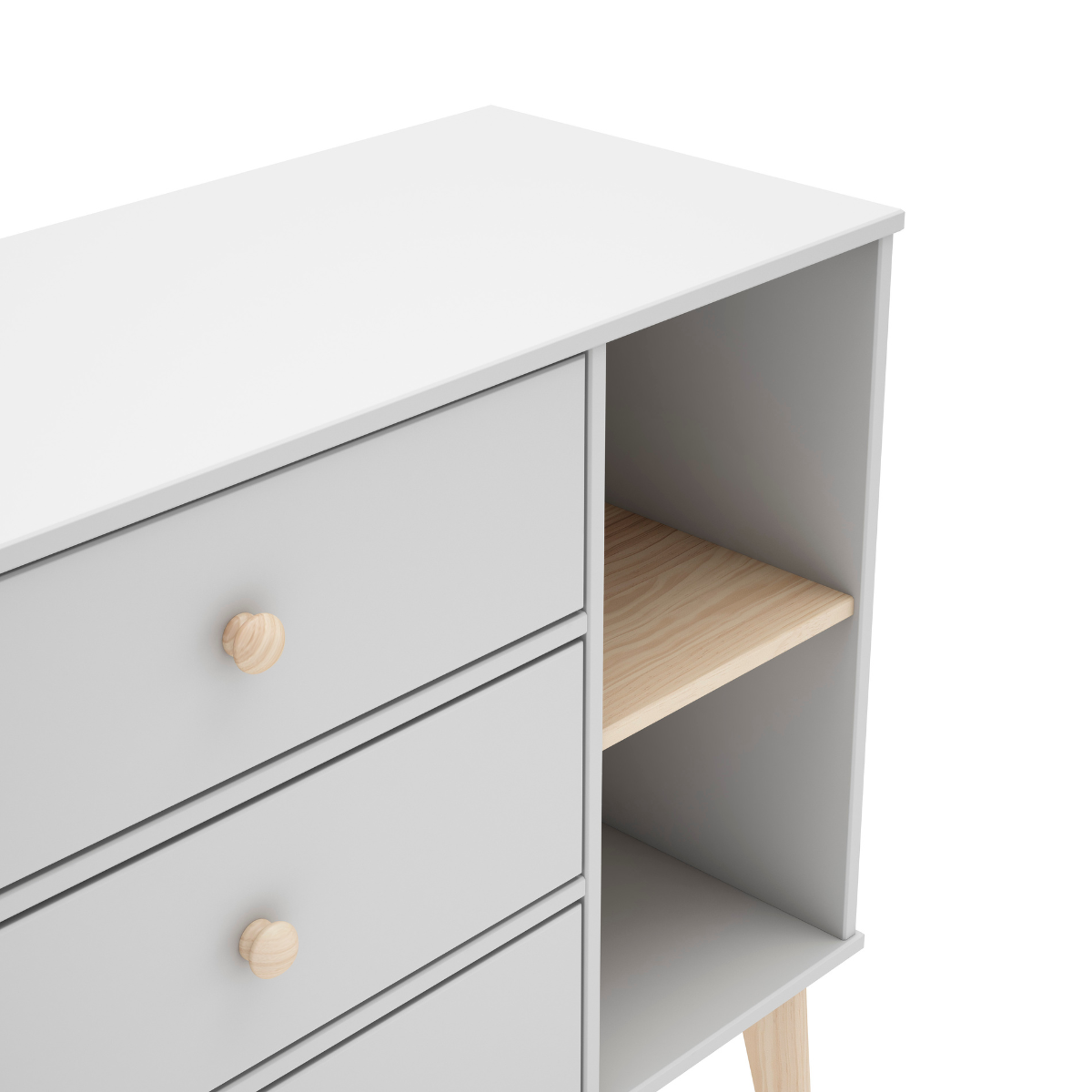 Commode 3 tiroirs et 2 niches ouvertes L90 cm - SIMON blanc, CALICOSY