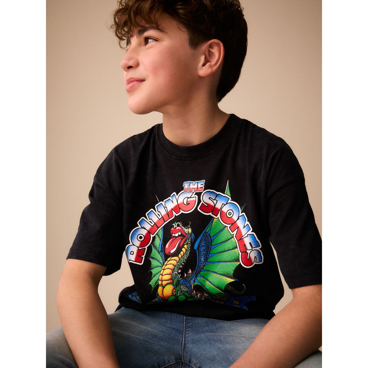 T-shirt avec bande rolling stones délavés au noir, NEXT