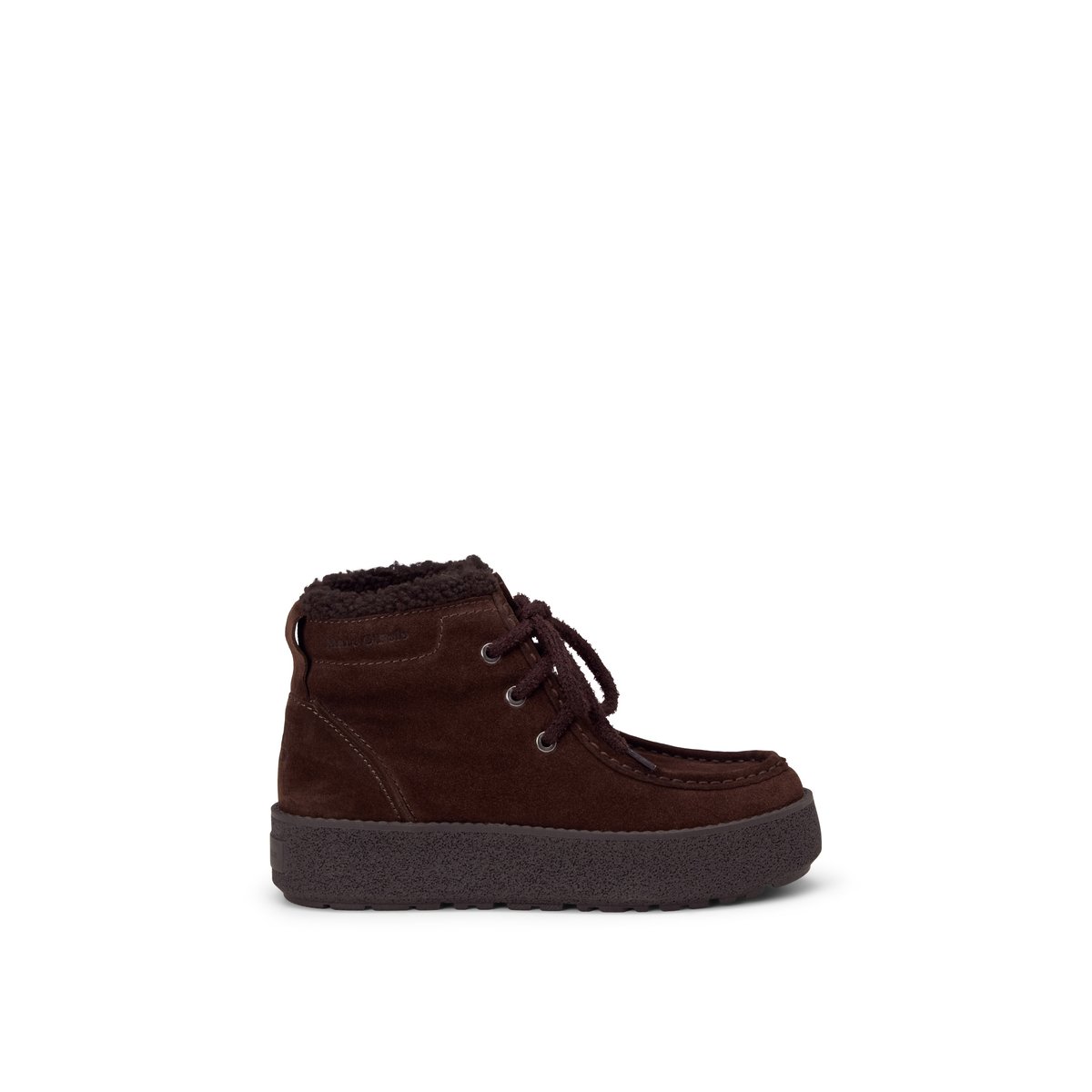 Chaussures à lacets montant jusqu'à la cheville, modèle Pia en cuir velours souple marron foncé, MARC O'POLO