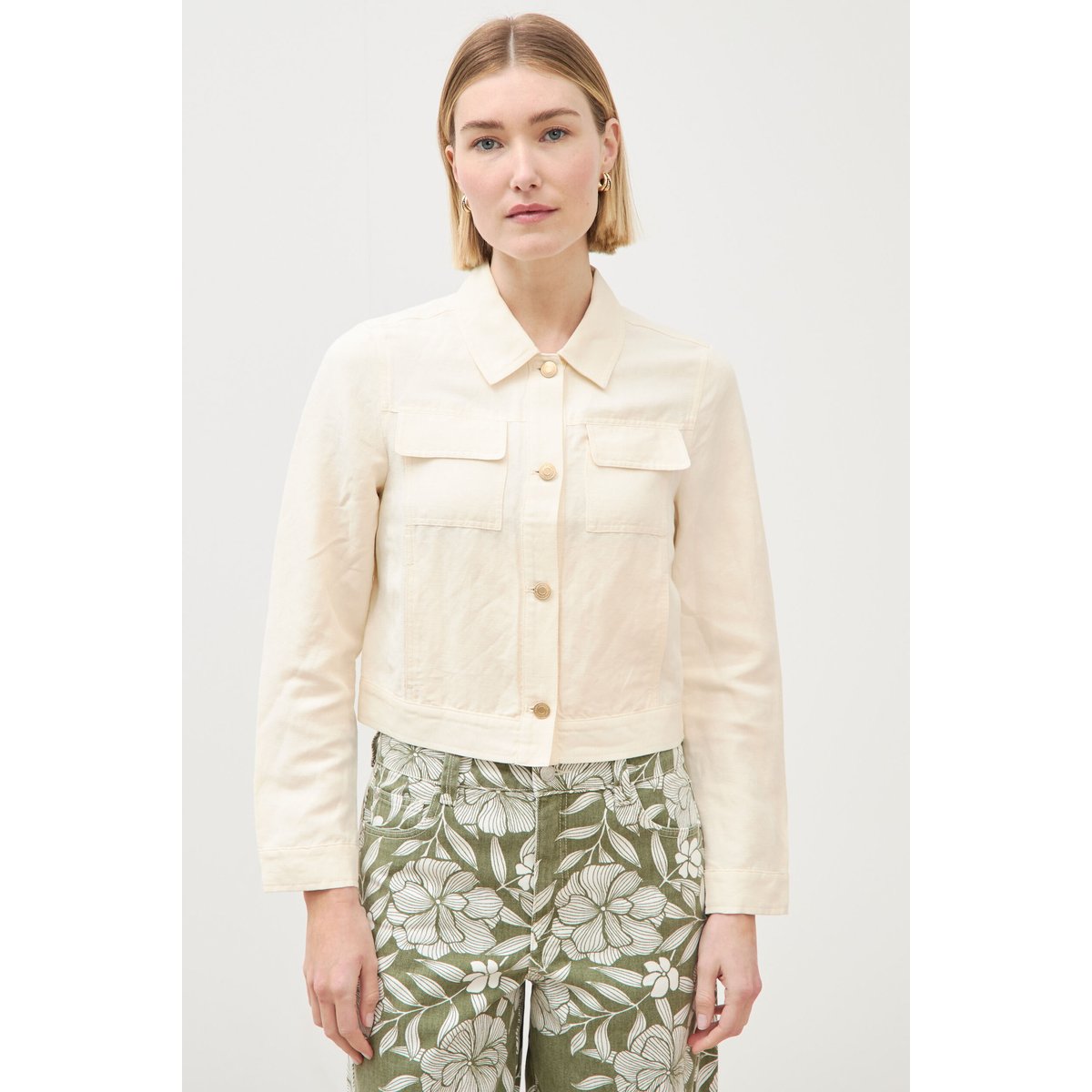 Veste courte boutonnée ecru, BONOBO
