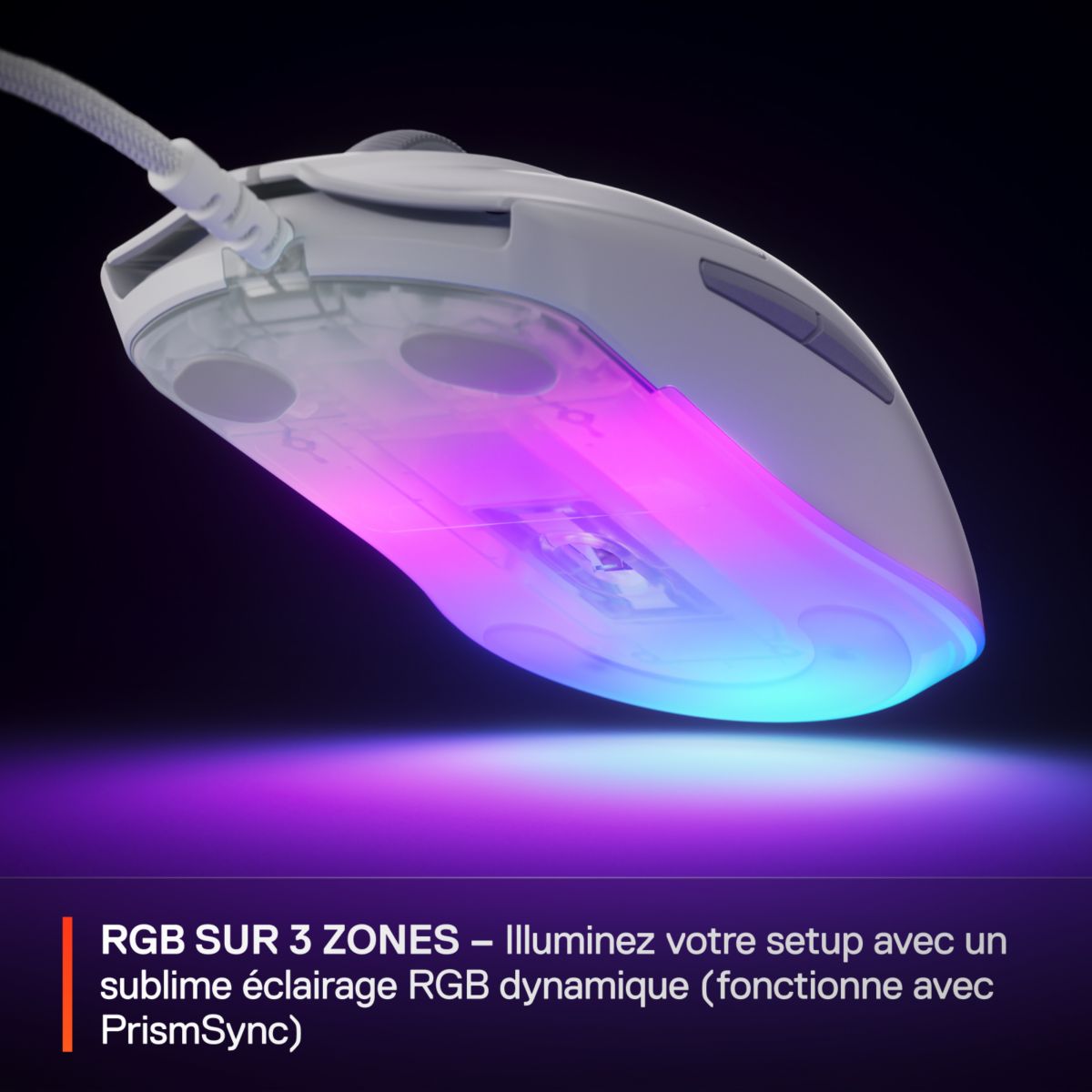 Souris Gamer Filaire Rival 3 Gen 2 Blanche couleur unique, STEELSERIES