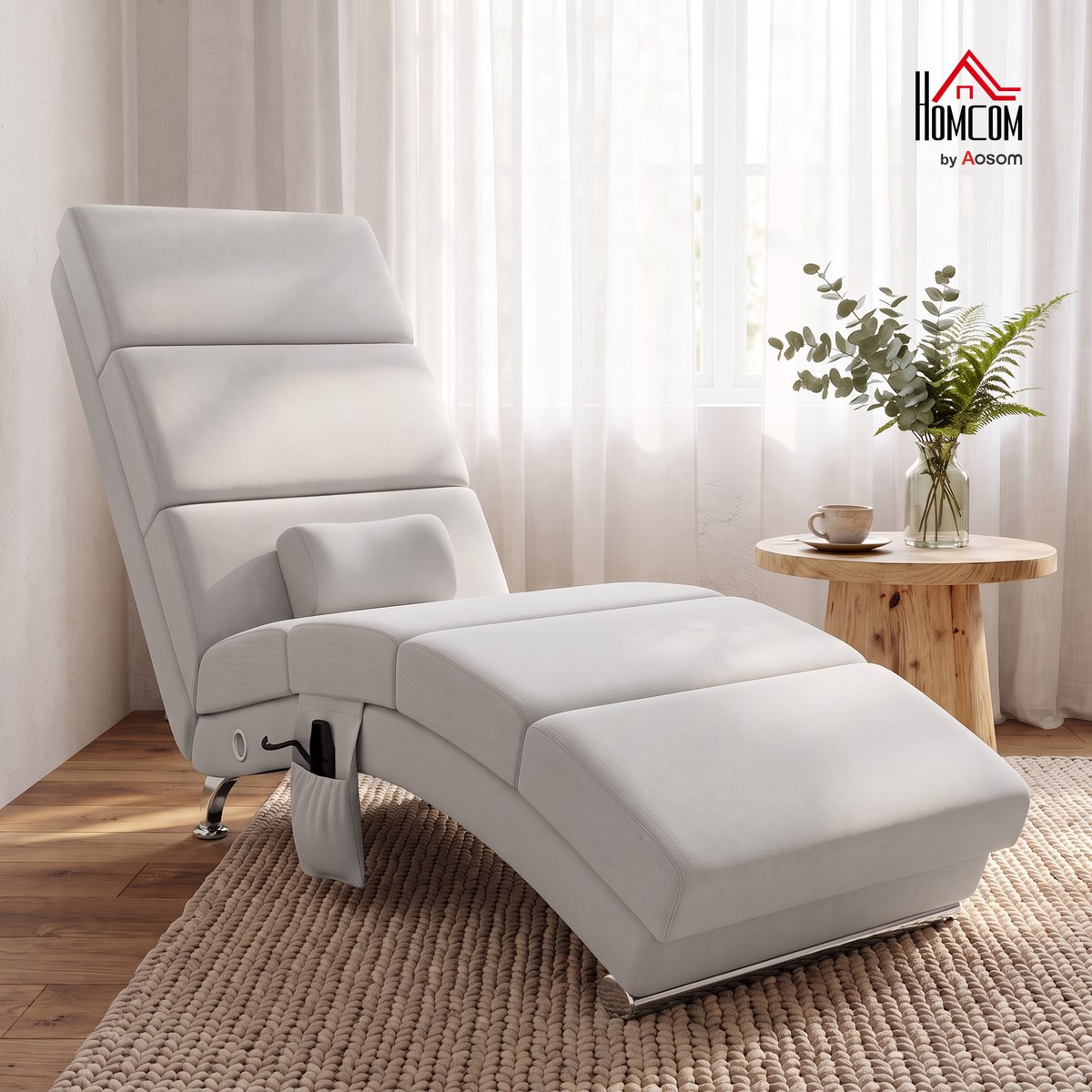 Fauteuil de massage inclinable Tissu effet crème, HOMCOM