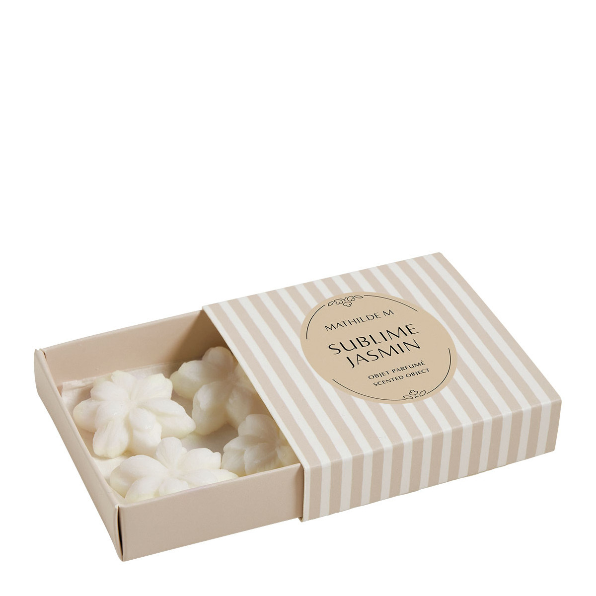 Coffret de 4 décors fondants en cire parfumée - SUBLIME JASMIN blanc, MATHILDE M