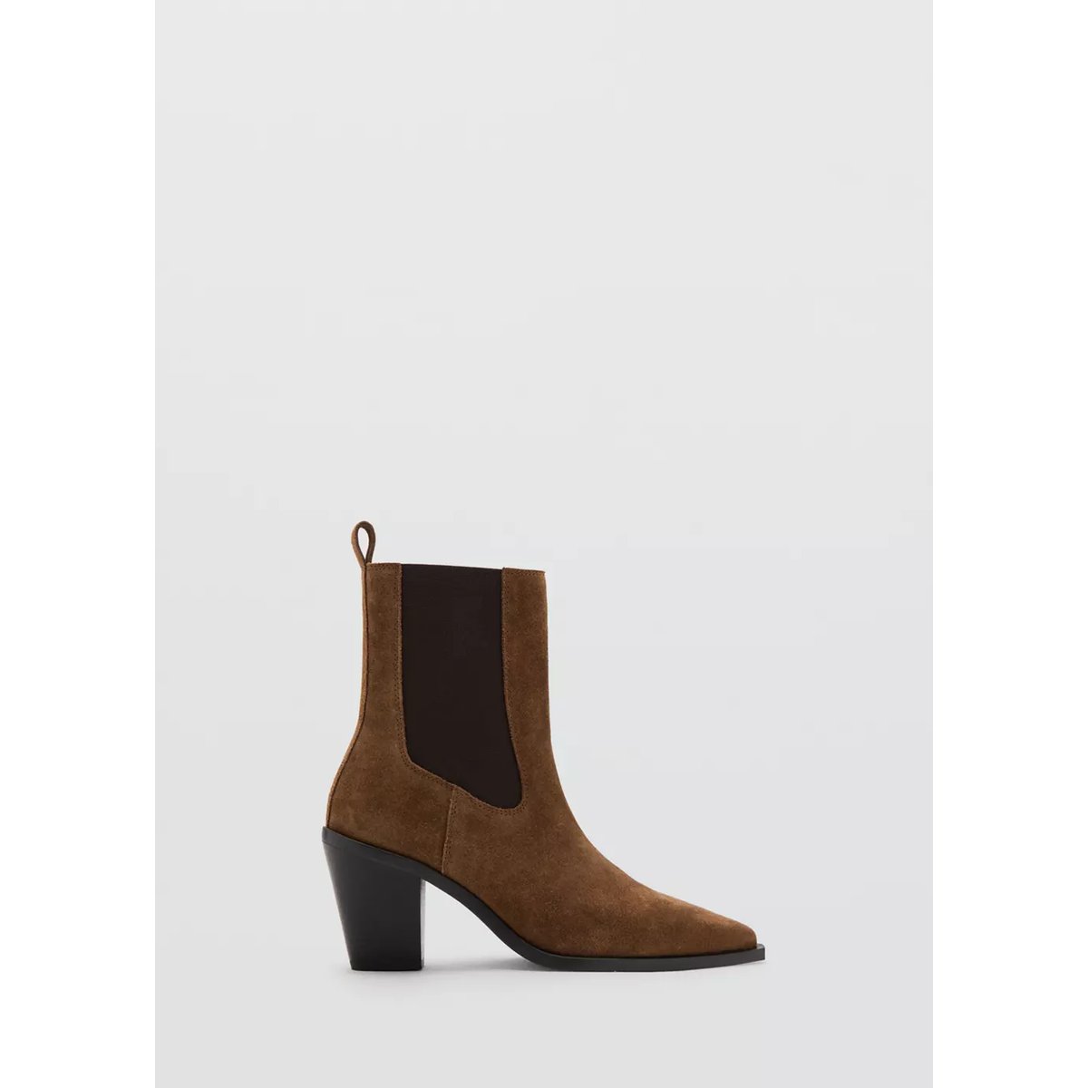 Bottines en daim bout empiècements tabac, MANGO