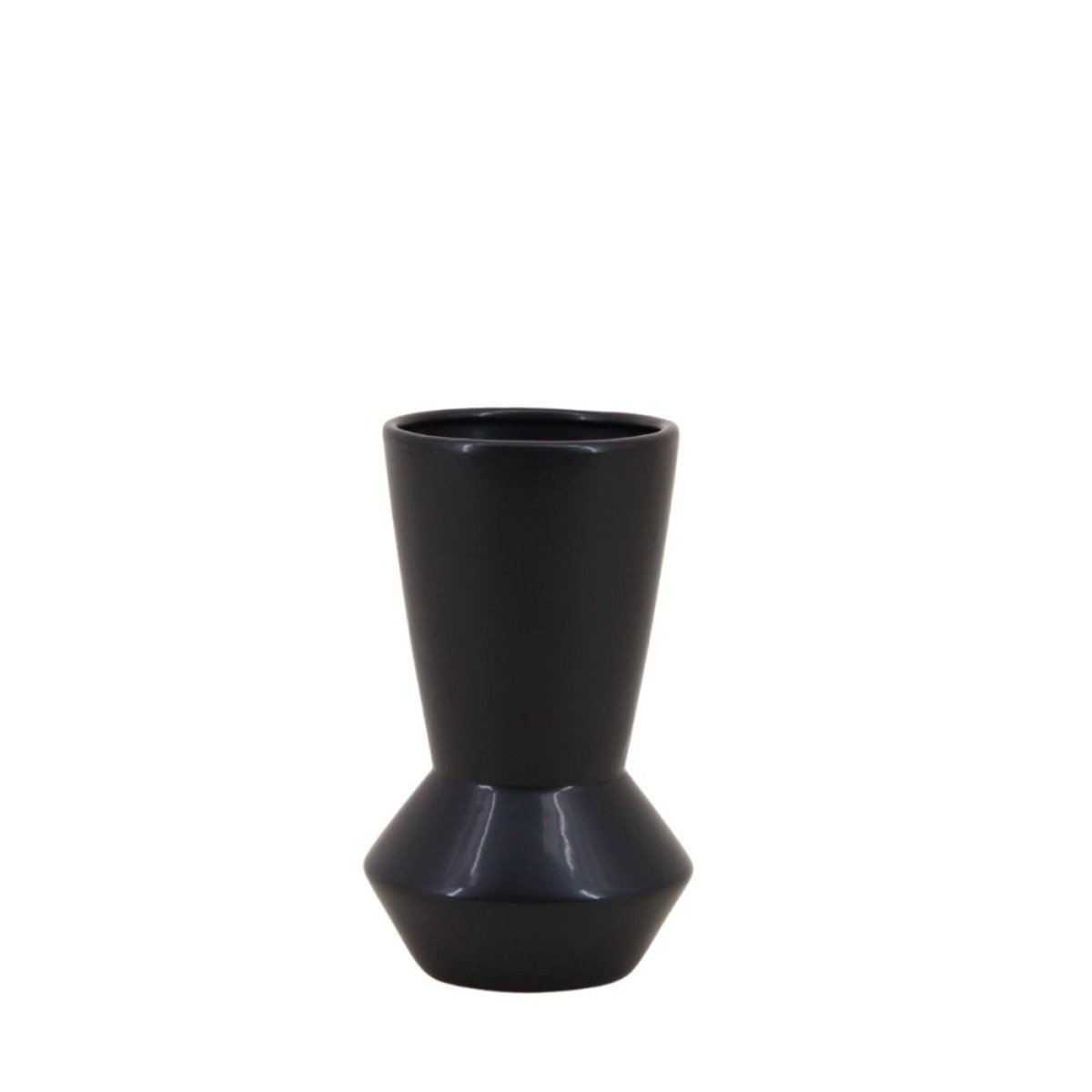 Vase en dolomite géométrique, H20cm noir, ORNAMI