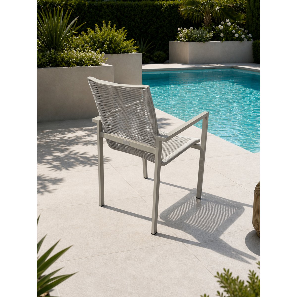 Lot de 2 fauteuils de jardin en aluminium et corde tissée MEXICO grège, DCB GARDEN
