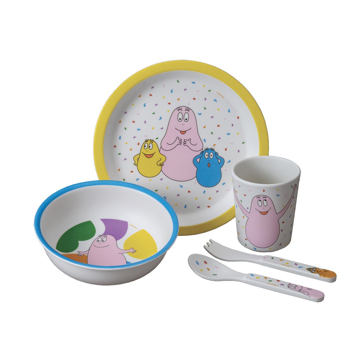 Coffret cadeau 5 pièces BARBAPAPA blanc, vert, rose, bleu, violet, orange, jaune., PETIT JOUR