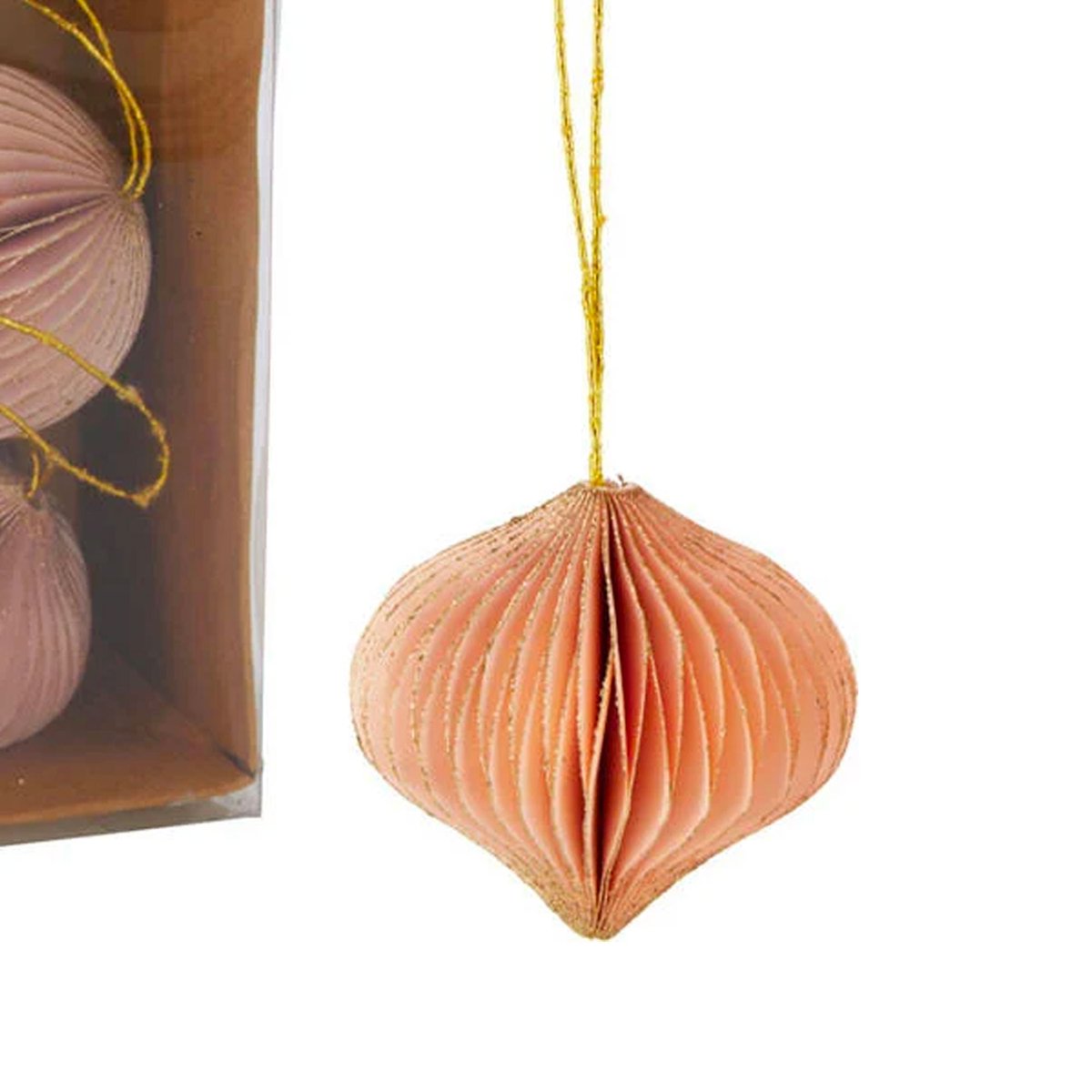 Set de 9 boules de Noël en papier 6cm rose, WADIGA