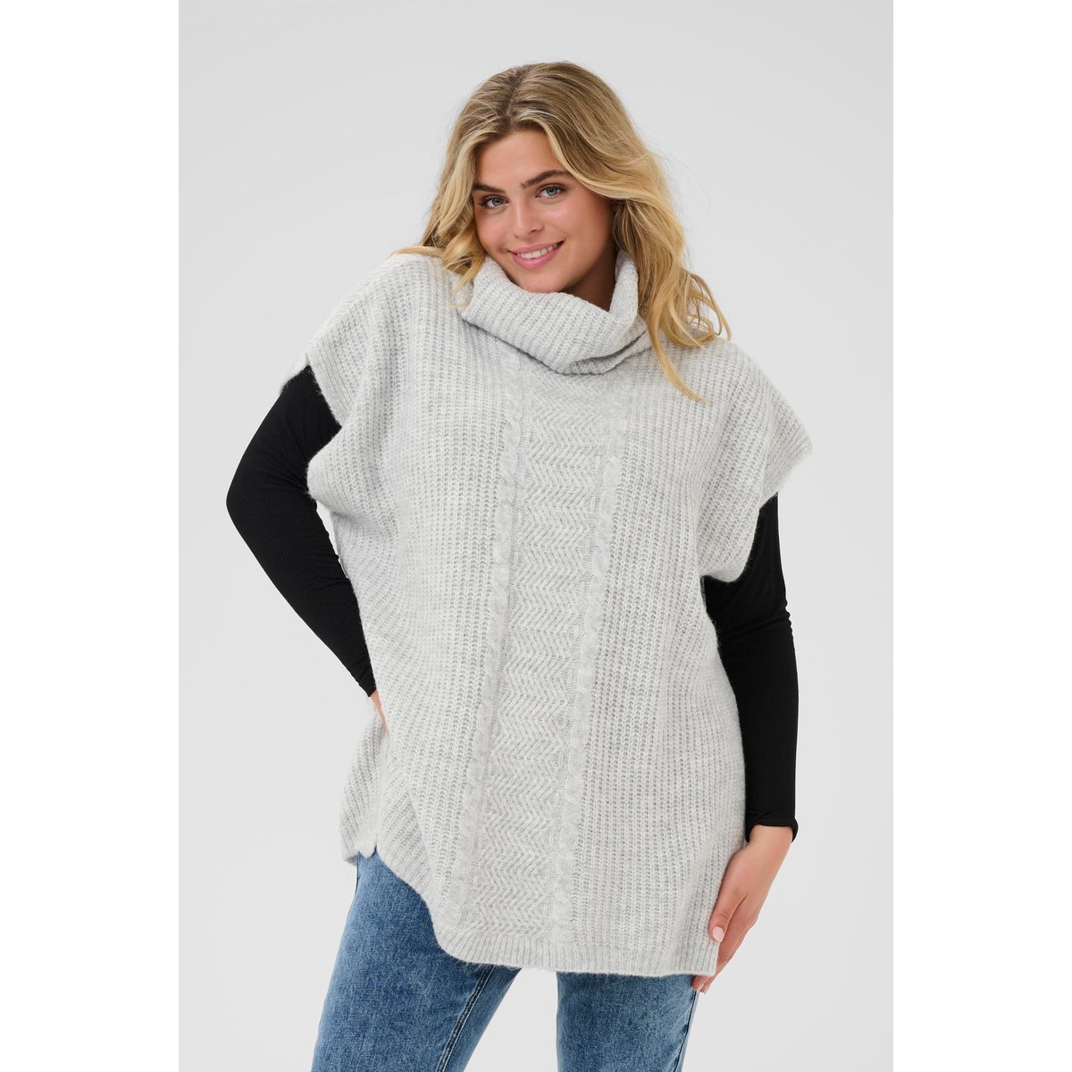 Poncho gris grey melange, KAFFE CURVE