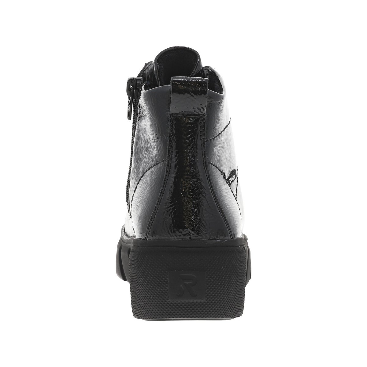 Bottines cuir talon plat noir vernis, RIEKER