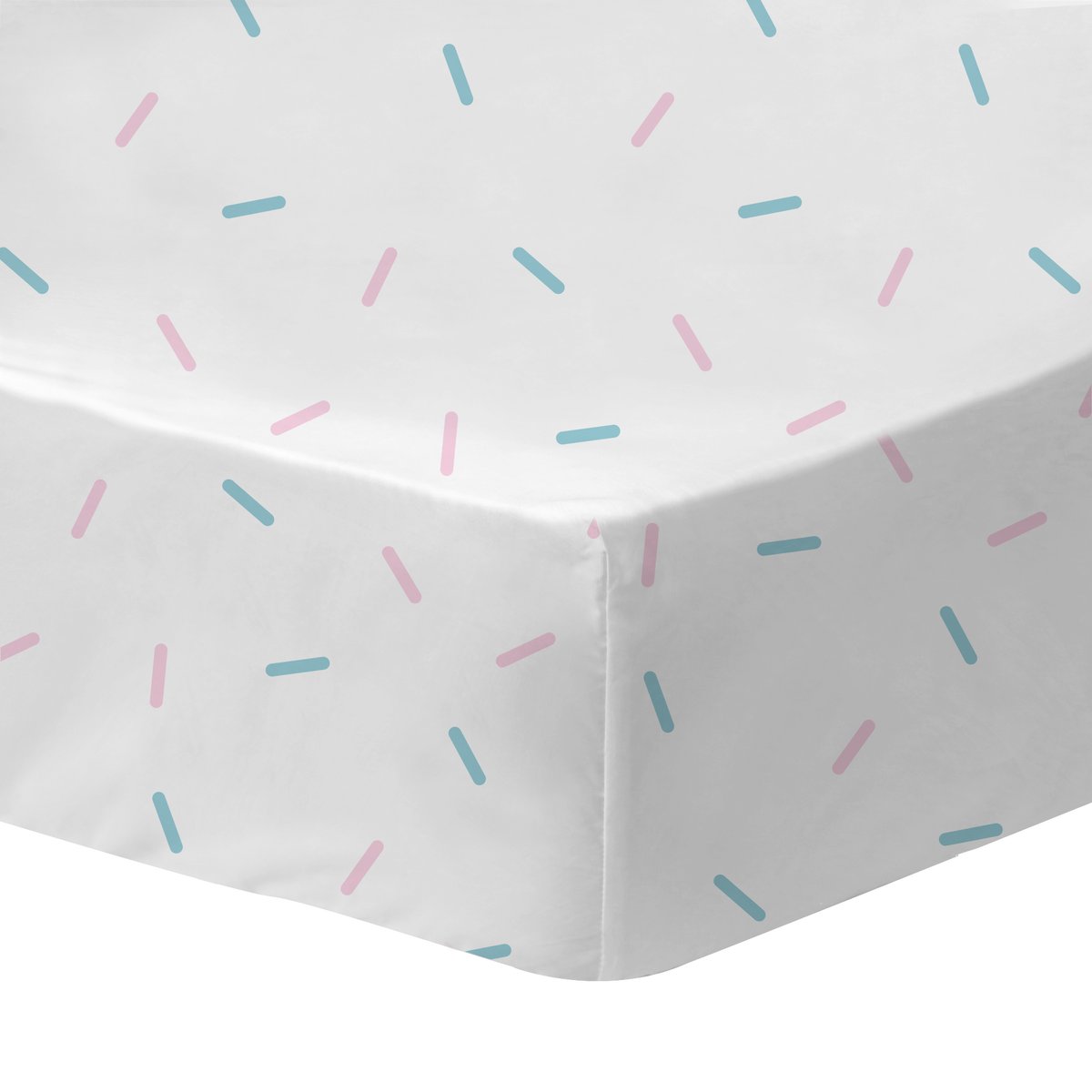 Drap-housse imprimé 100% coton, STRIPE blanc, DISNEY STITCH