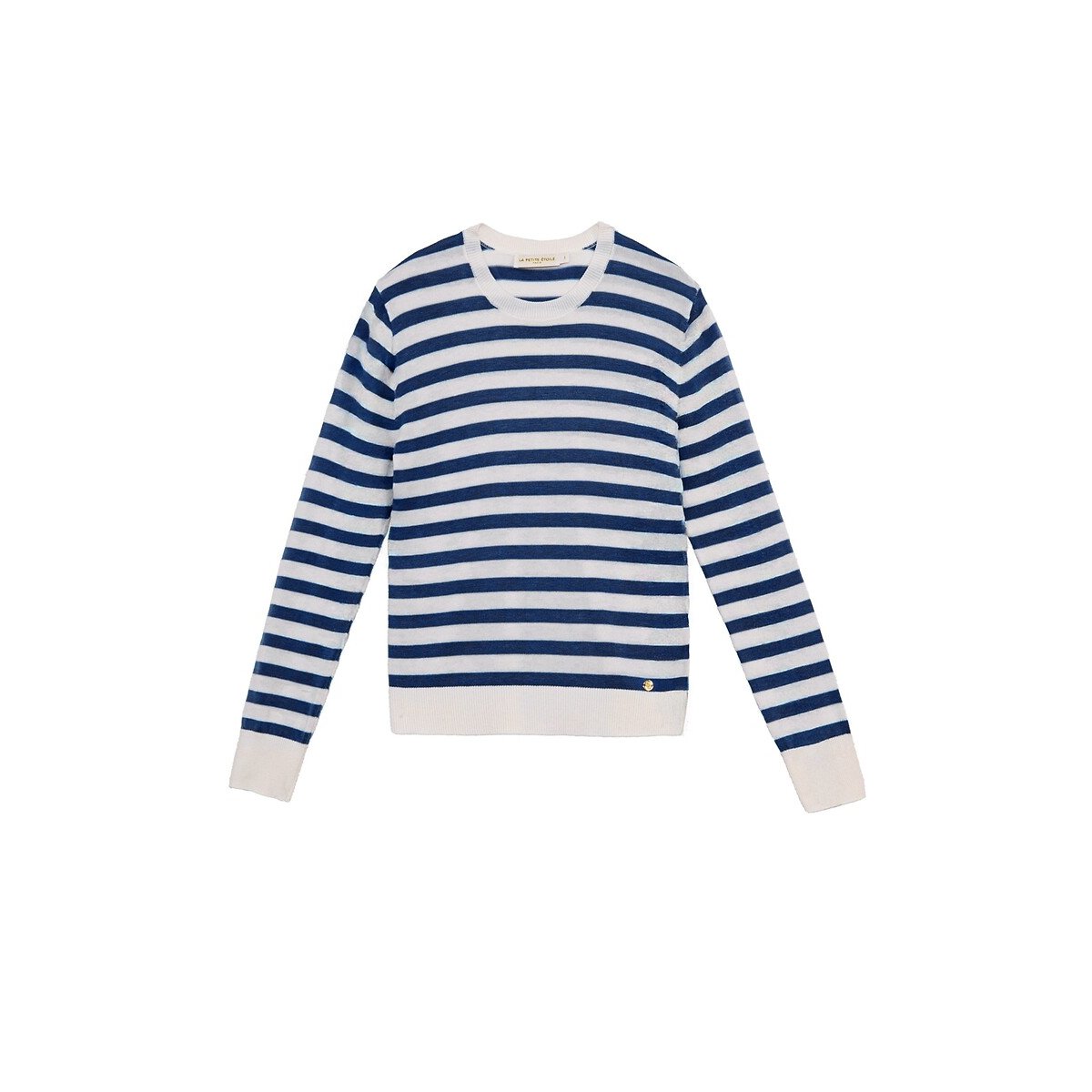 Pulls col rond/sans col MELINA beige/marine, LA PETITE ETOILE