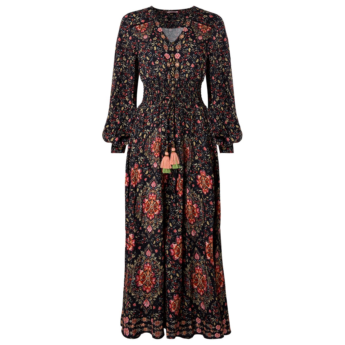 Robe Longue Boho à Manches Longues Rêves Bobo noir, JOE BROWNS