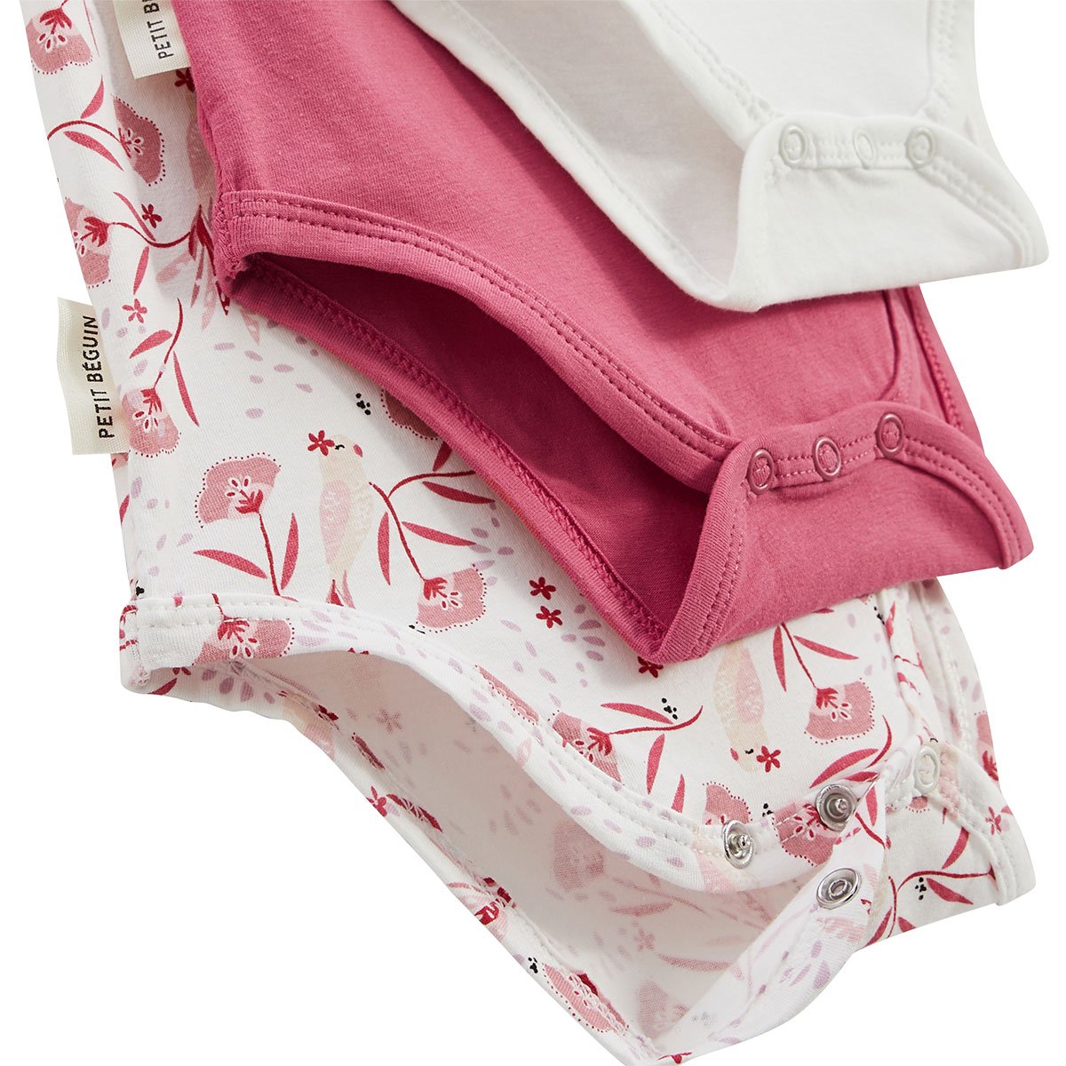 Lot de 3 bodies bébé manches courtes Camila rose, PETIT BEGUIN