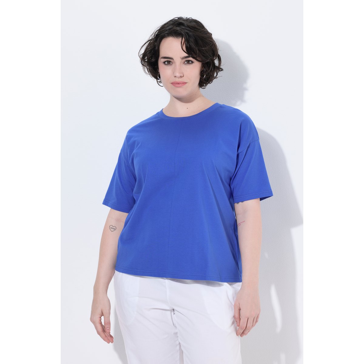 T-shirt avec couture fantaisie bleu azur, ULLA POPKEN