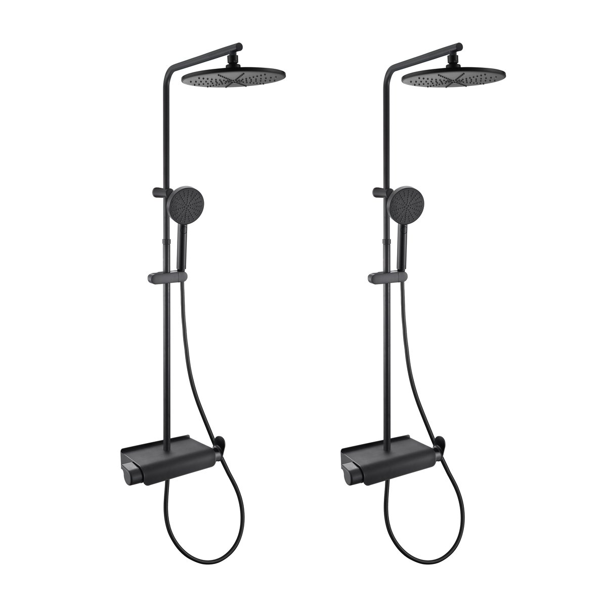 Lot de 2 colonnes de douche avec mitigeur, EASY noir, SENSEA