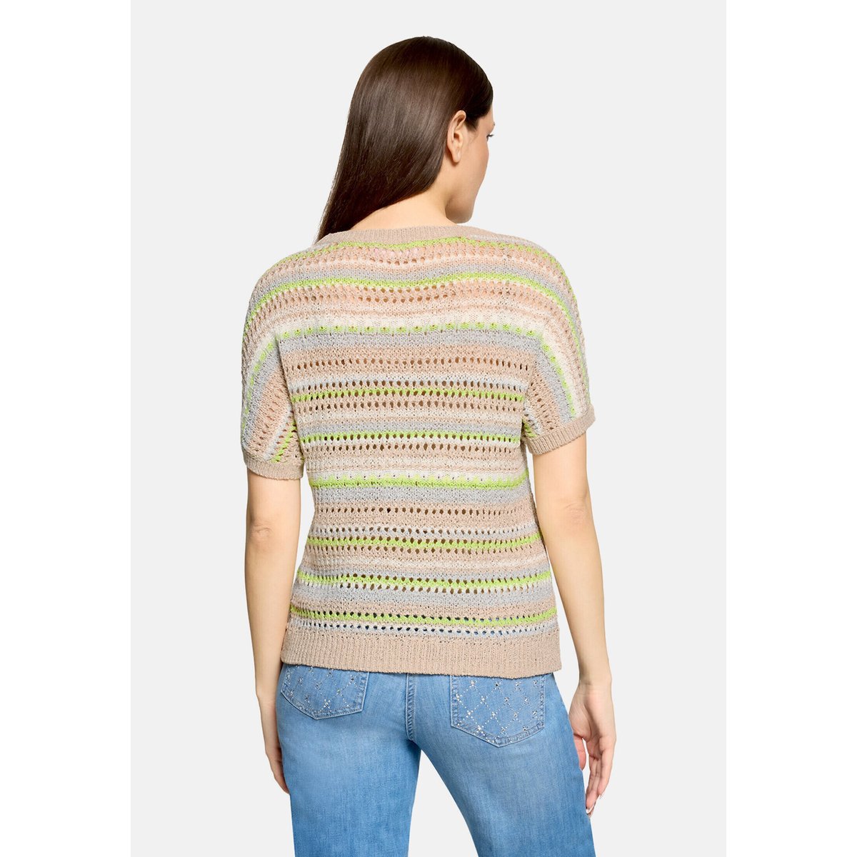 Pull-over en maille ajourée à encolure bateau patch beige/cream, BETTY BARCLAY