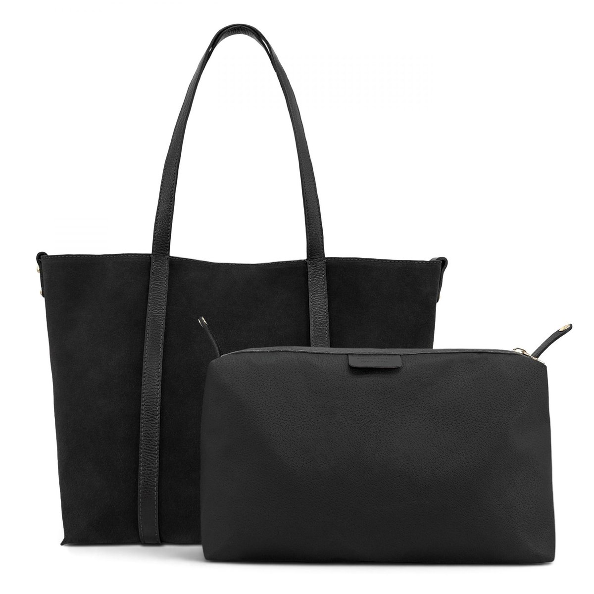 Sac cabas en cuir grainé et croûte de cuir MAJOR noir, OH MY BAG